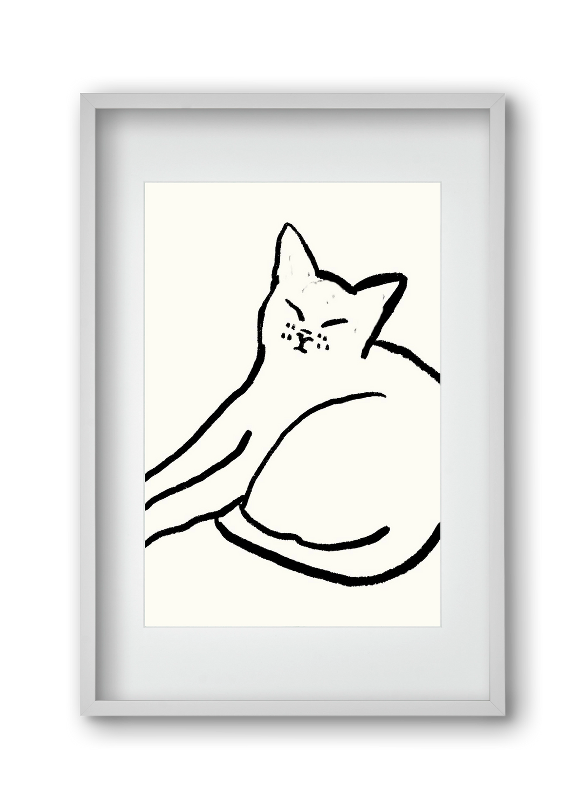 Good Morning Monochrome Cat, 30x45 cm (20x30 cm), Fehér keret, paszpartuval
