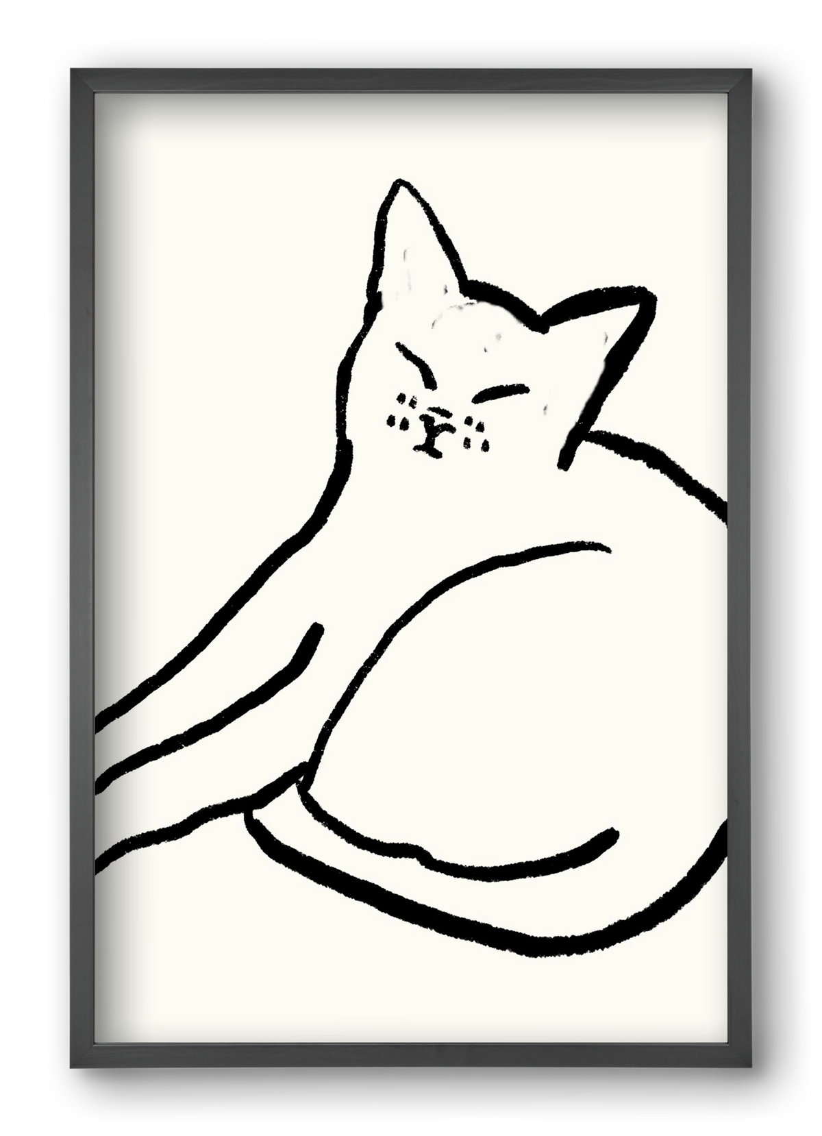 Good Morning Monochrome Cat, 40x60 cm (40x60 cm), Fekete keret