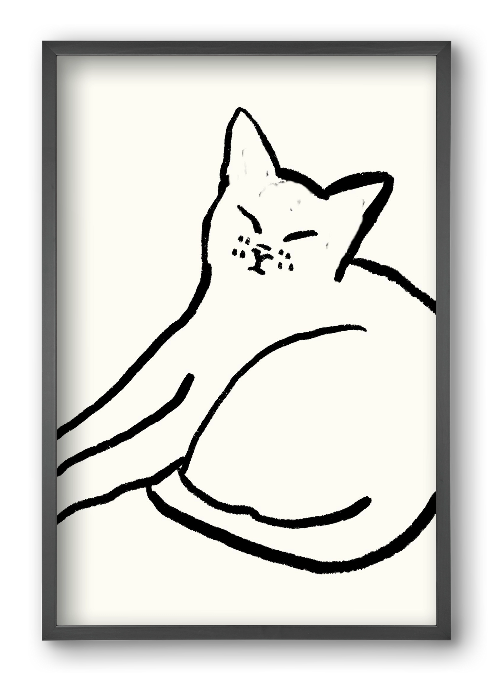 Good Morning Monochrome Cat, 40x60 cm (40x60 cm), Fekete keret