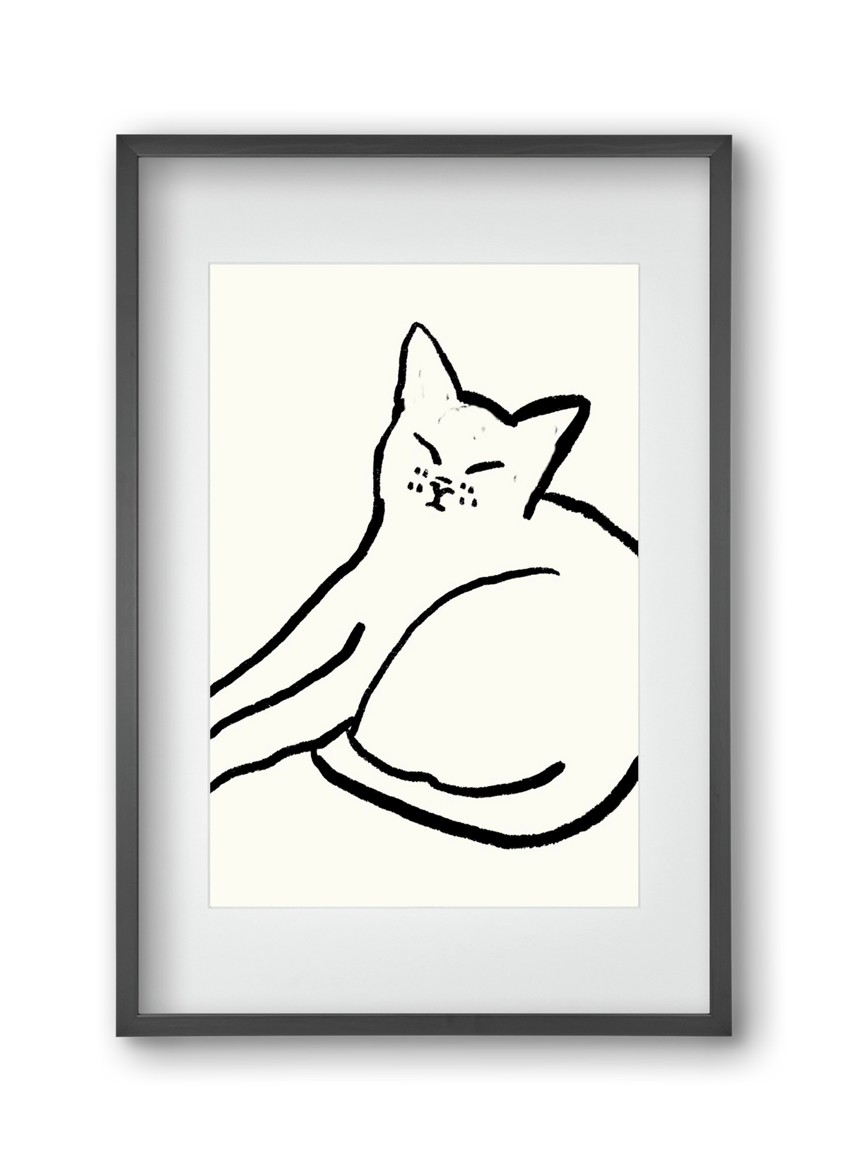 Good Morning Monochrome Cat, 30x45 cm (20x30 cm), Fekete keret, paszpartuval