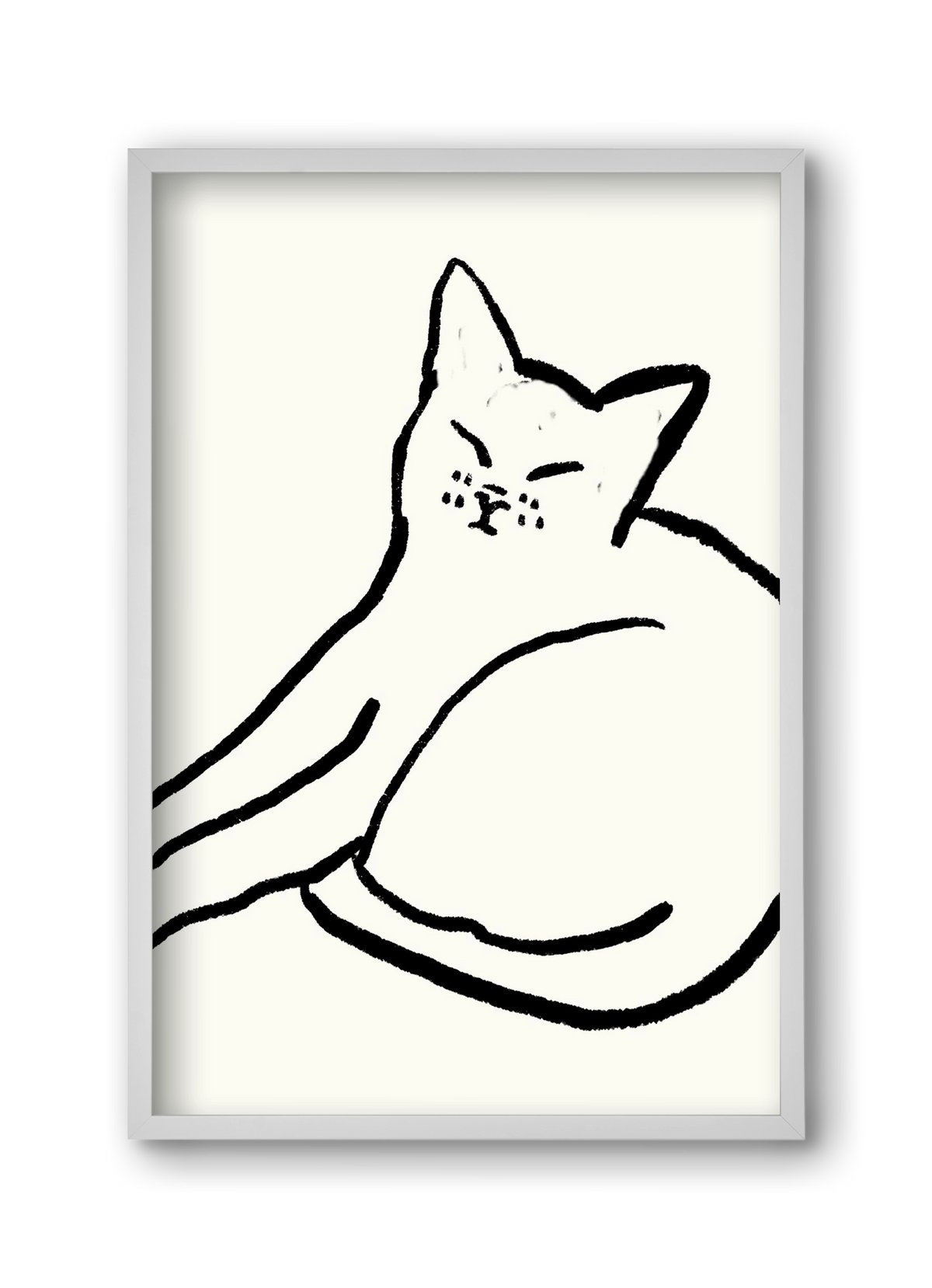 Good Morning Monochrome Cat, 30x45 cm (30x45 cm), Fehér keret