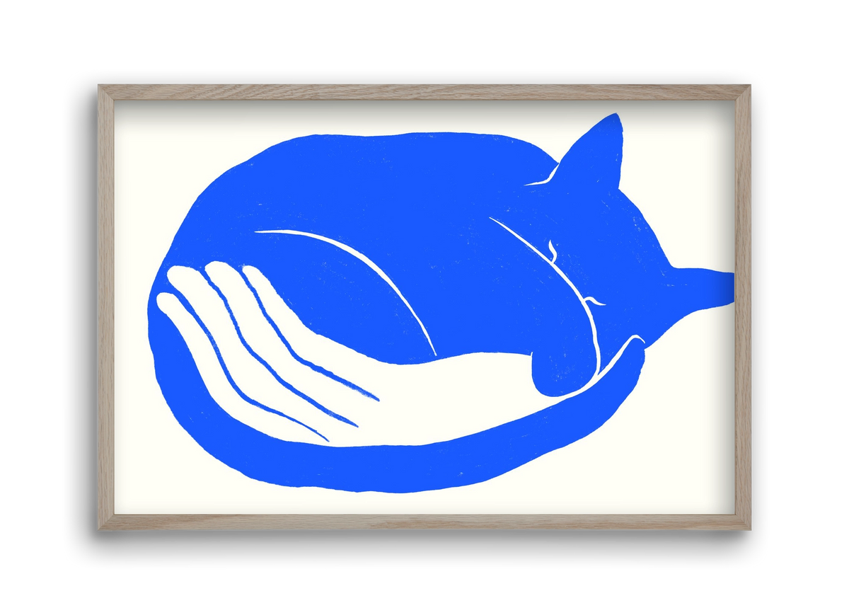 Cosy Cat, 45x30 cm (45x30 cm), Tölgy keret