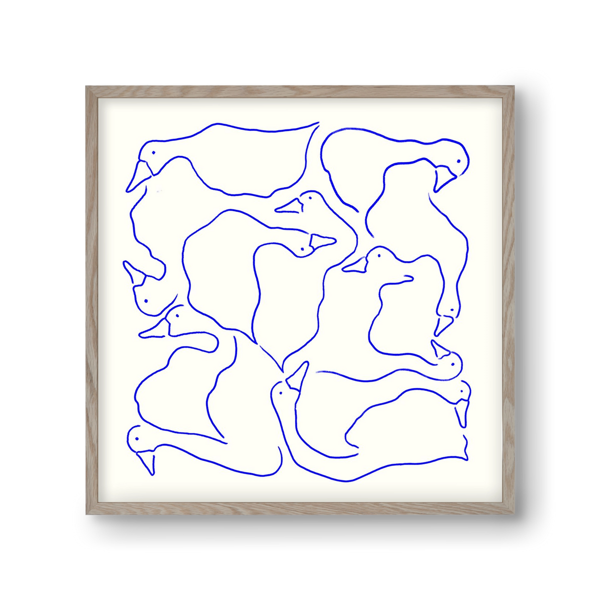Duck Duck Goose in Blue, 30x30 cm (30x30 cm), Tölgy keret