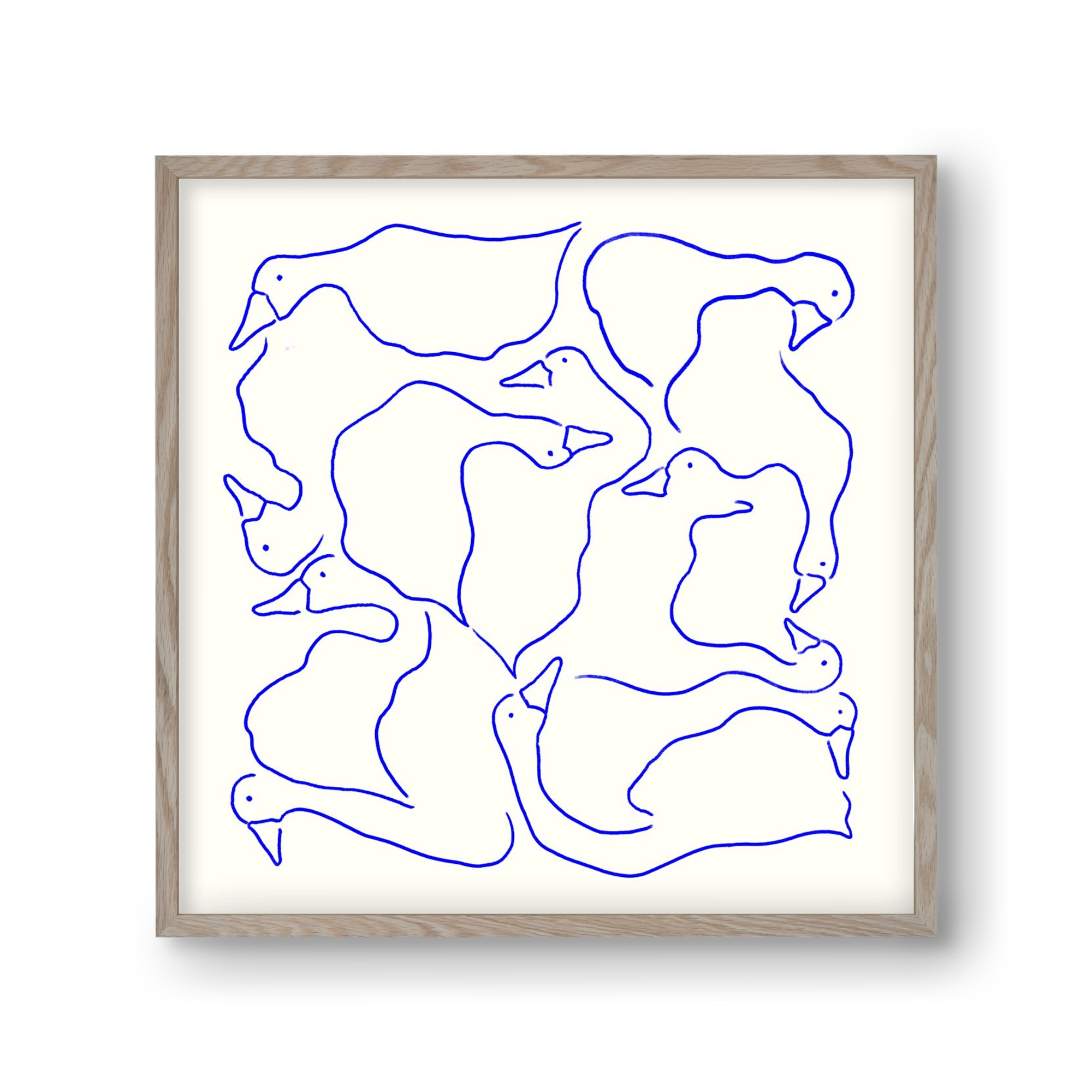 Duck Duck Goose in Blue, 30x30 cm (30x30 cm), Tölgy keret