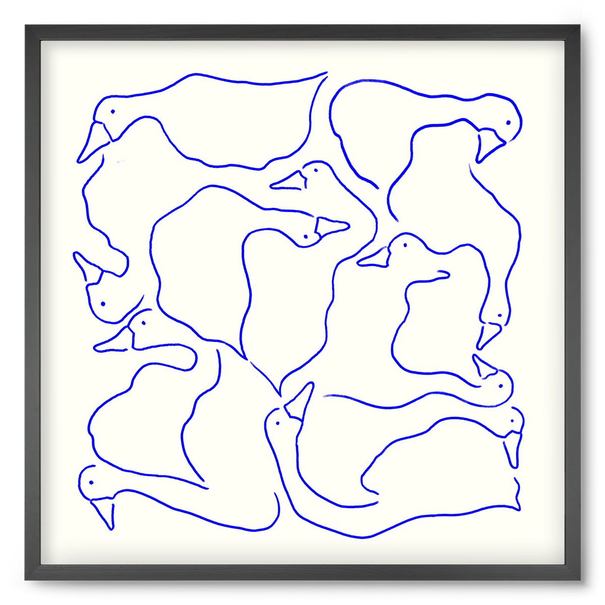 Duck Duck Goose in Blue, 50x50 cm (50x50 cm), Fekete keret