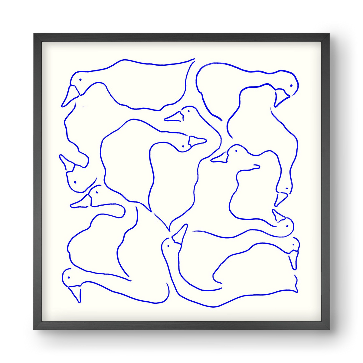 Duck Duck Goose in Blue, 40x40 cm (40x40 cm), Fekete keret
