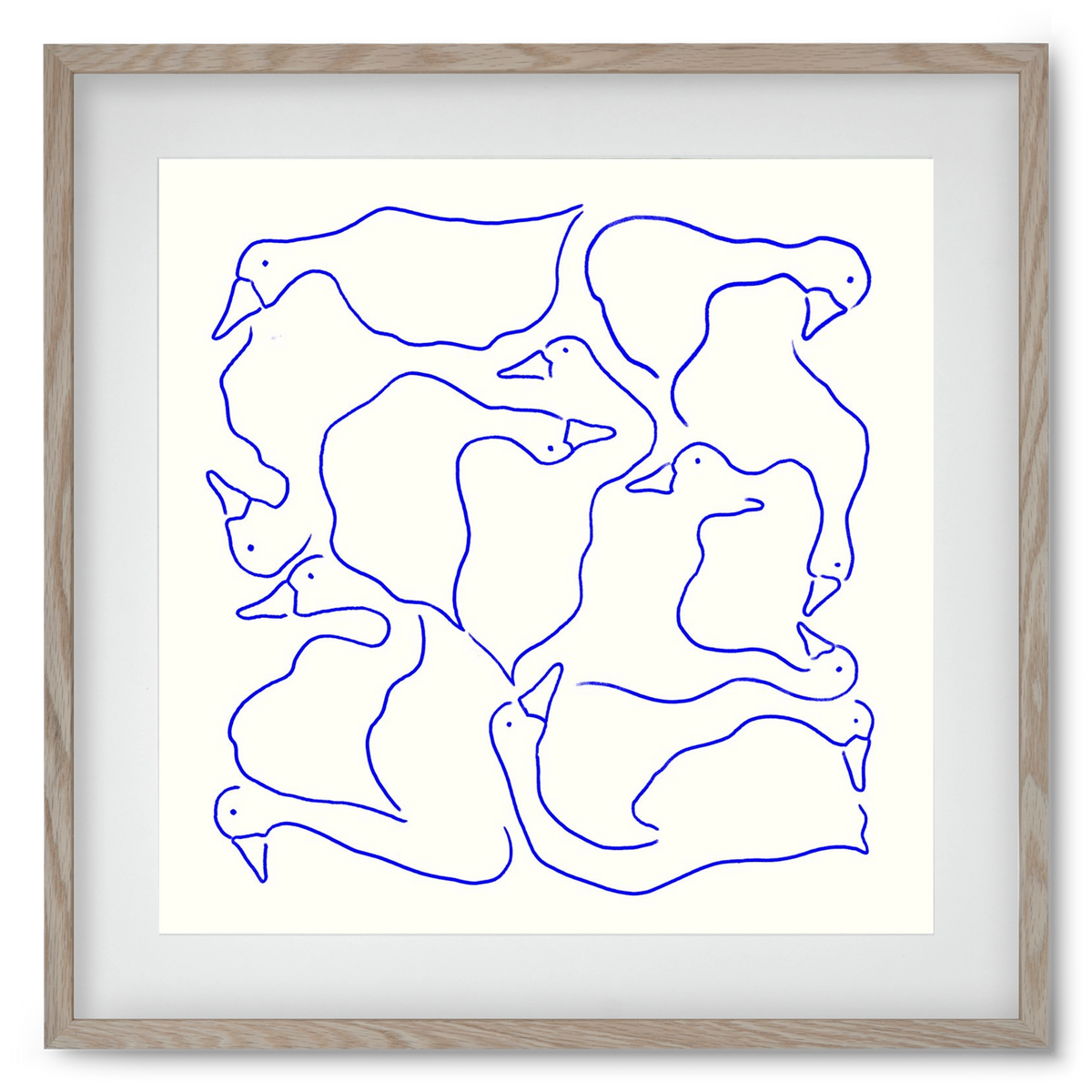 Duck Duck Goose in Blue, 50x50 cm (40x40 cm), Tölgy keret, paszpartuval