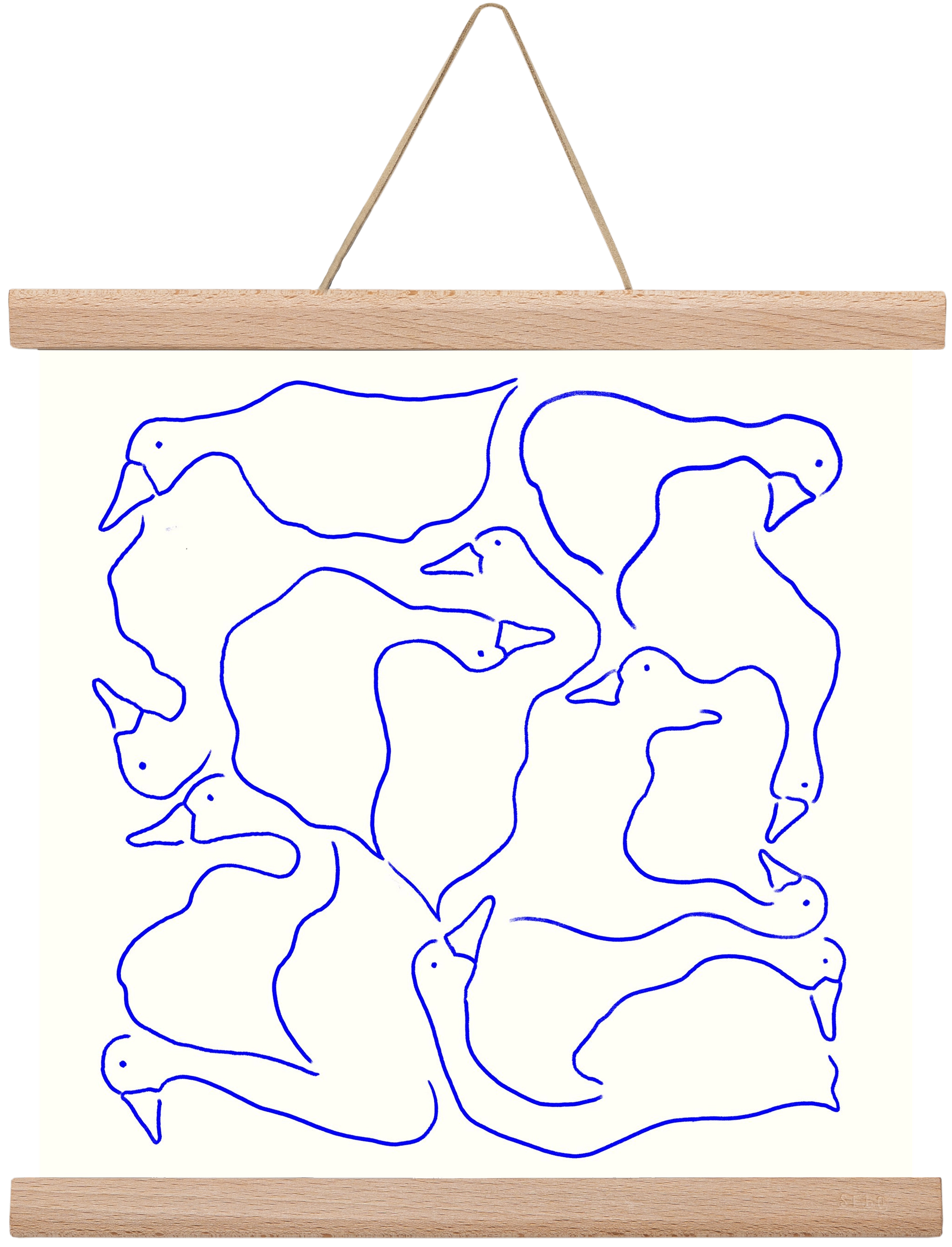 Duck Duck Goose in Blue, 30x30 cm (30x30 cm), Tölgy akasztó
