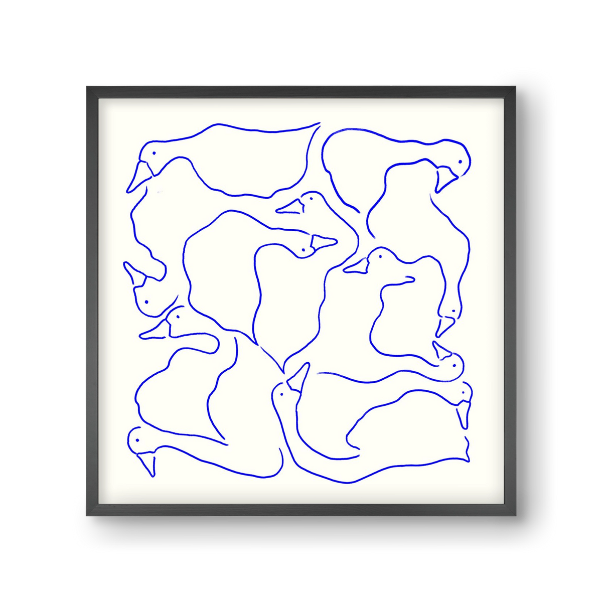Duck Duck Goose in Blue, 30x30 cm (30x30 cm), Fekete keret
