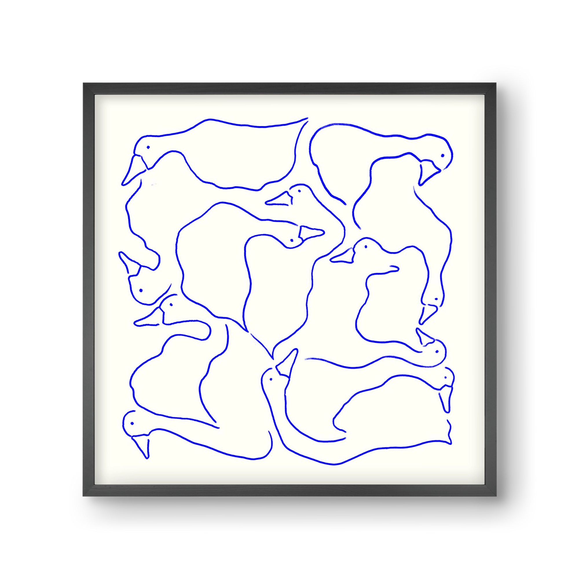 Duck Duck Goose in Blue, 30x30 cm (30x30 cm), Fekete keret