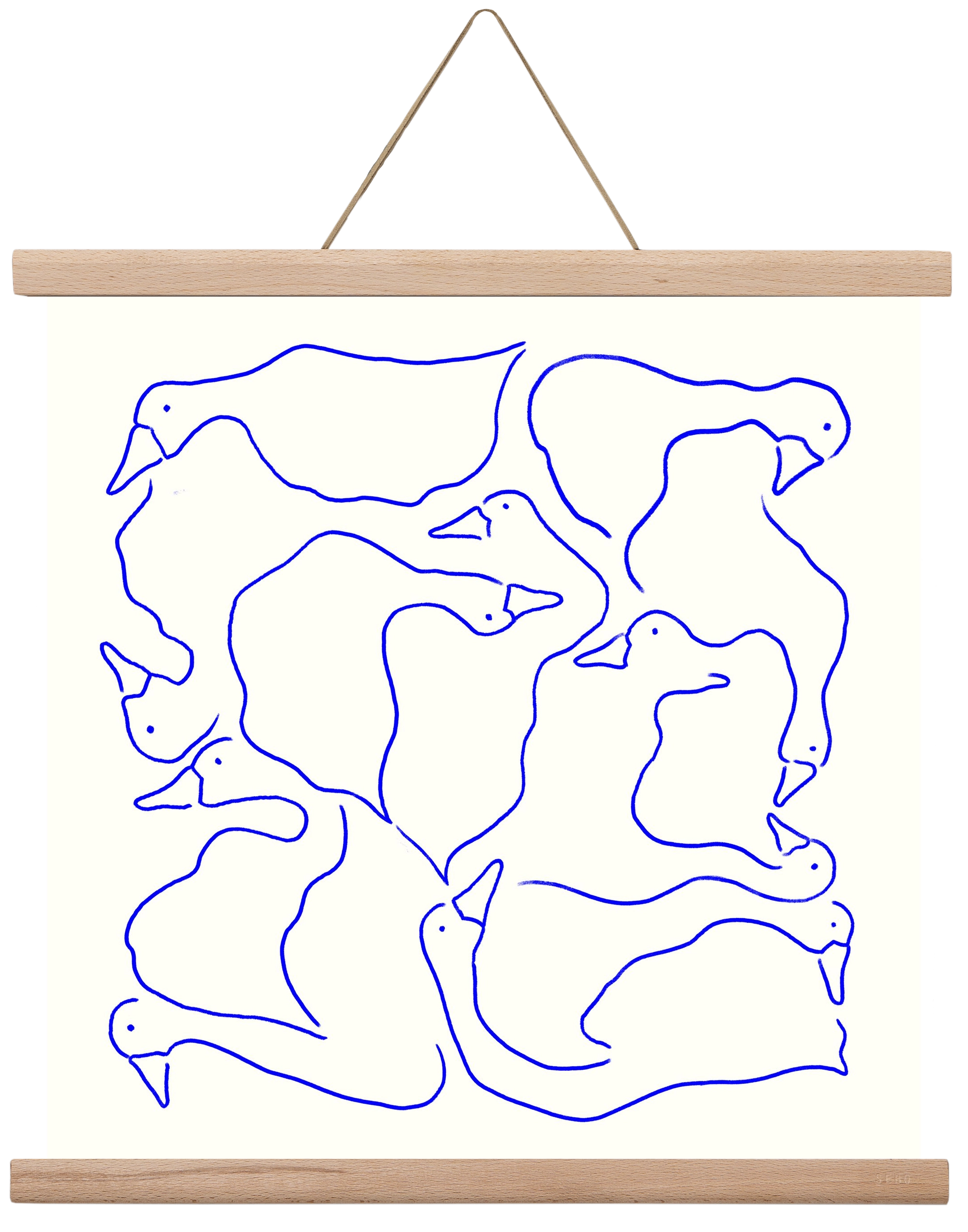 Duck Duck Goose in Blue, 40x40 cm (40x40 cm), Tölgy akasztó