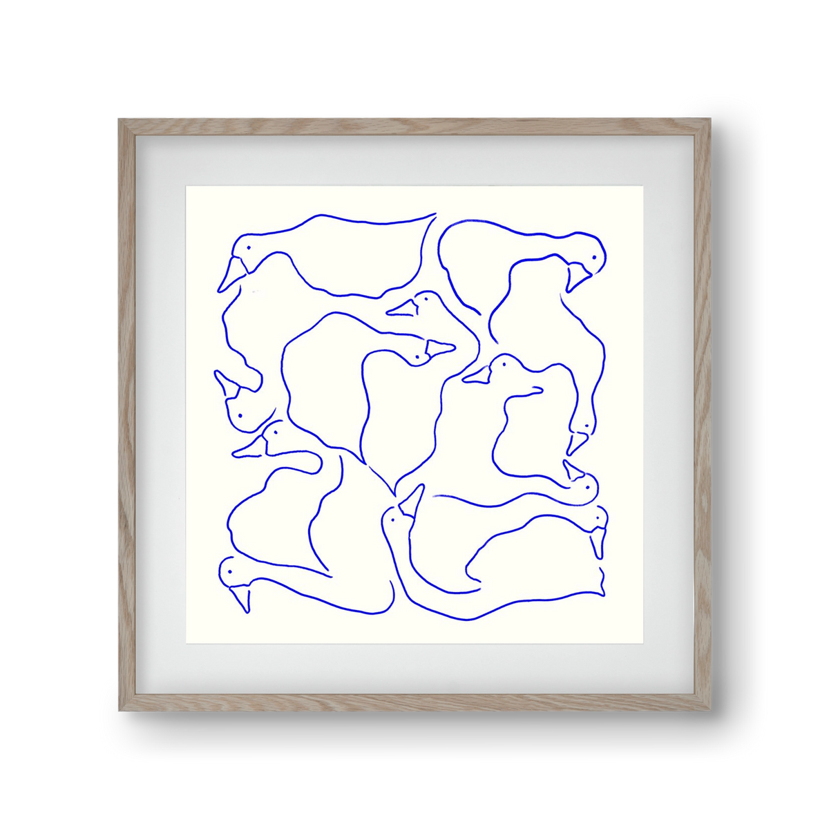 Duck Duck Goose in Blue, 30x30 cm (20x20 cm), Tölgy keret, paszpartuval