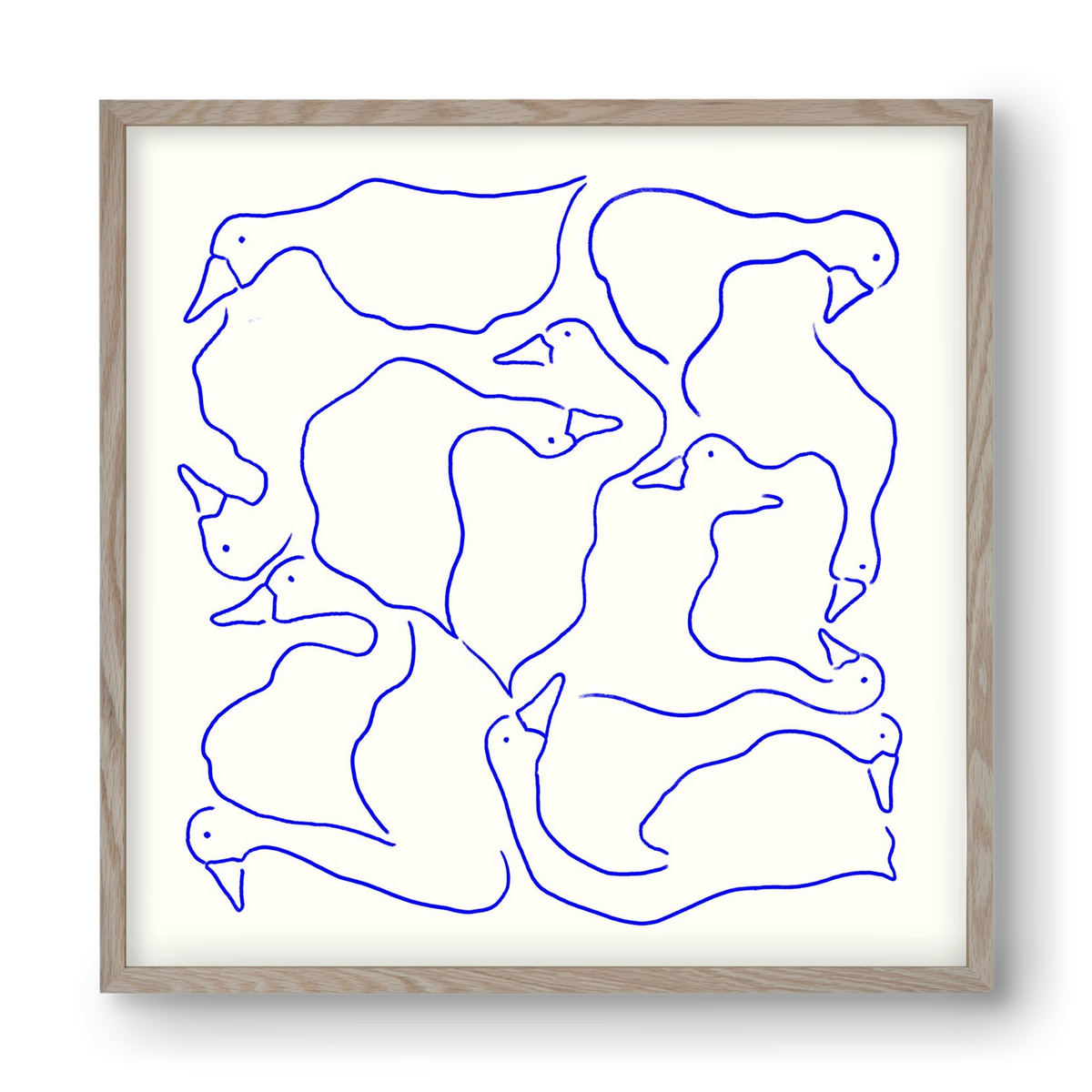 Duck Duck Goose in Blue, 40x40 cm (40x40 cm), Tölgy keret