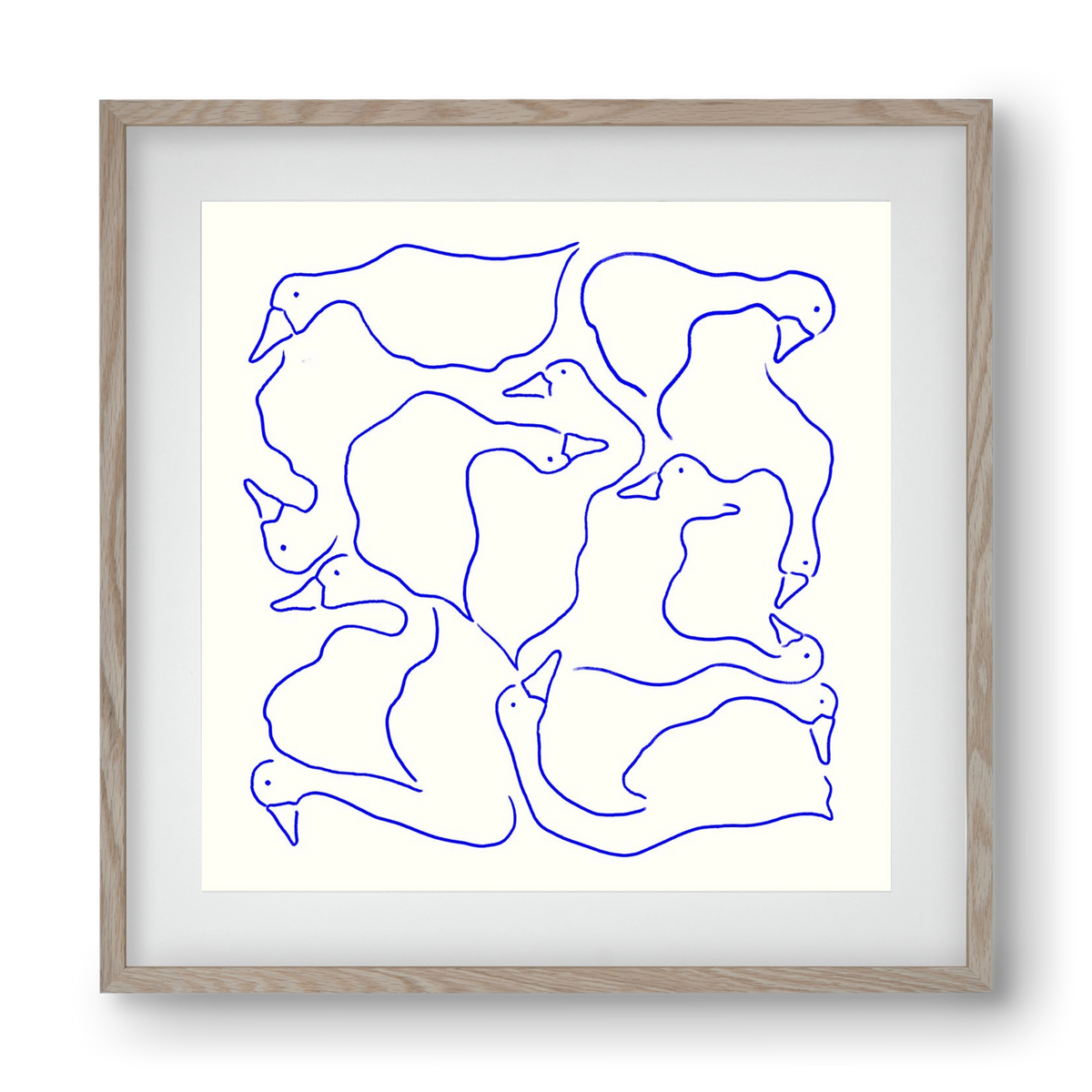 Duck Duck Goose in Blue, 40x40 cm (30x30 cm), Tölgy keret, paszpartuval