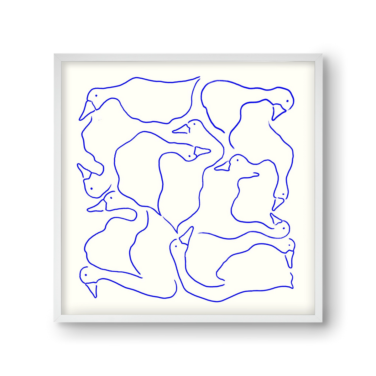 Duck Duck Goose in Blue, 30x30 cm (30x30 cm), Fehér keret