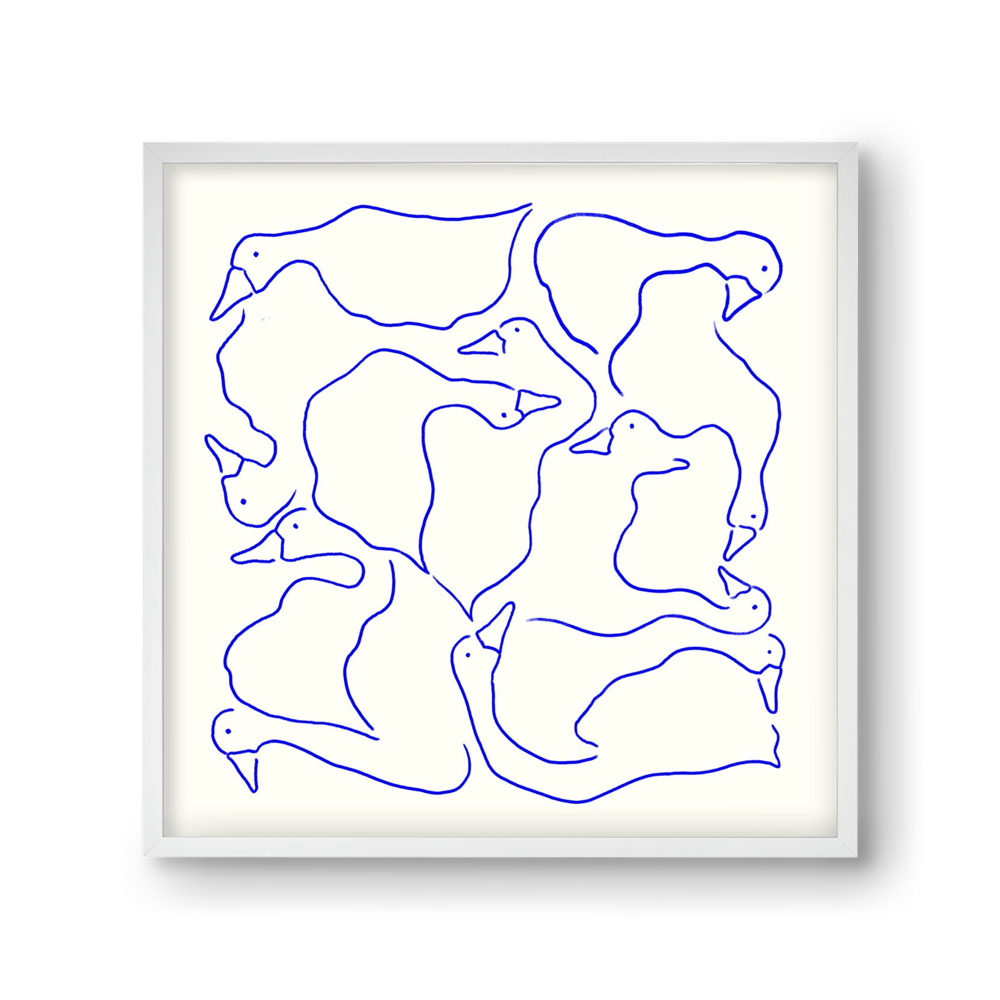 Duck Duck Goose in Blue, 30x30 cm (30x30 cm), Fehér keret