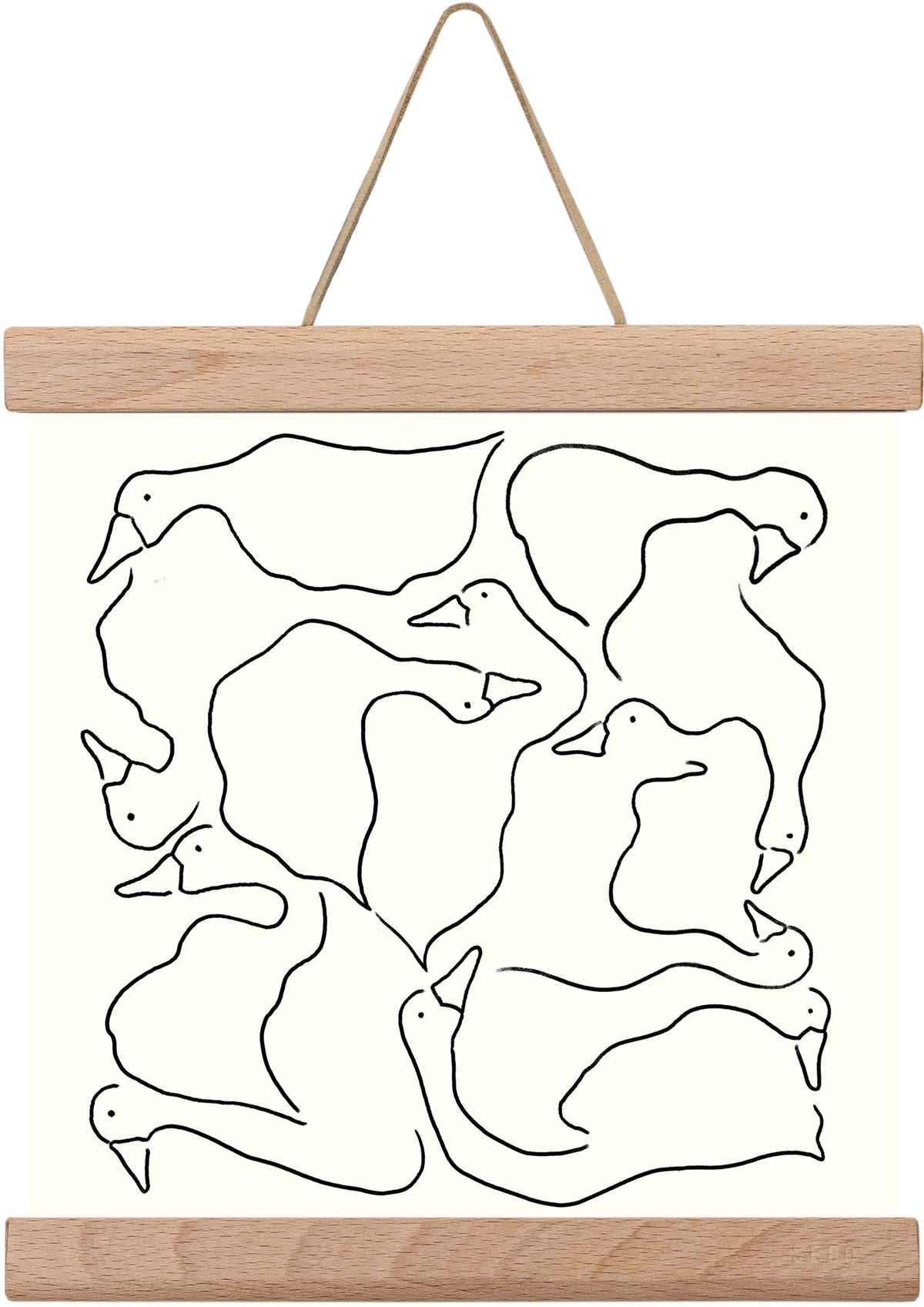 Duck Duck Goose in black and white, 20x20 cm (20x20 cm), Tölgy akasztó