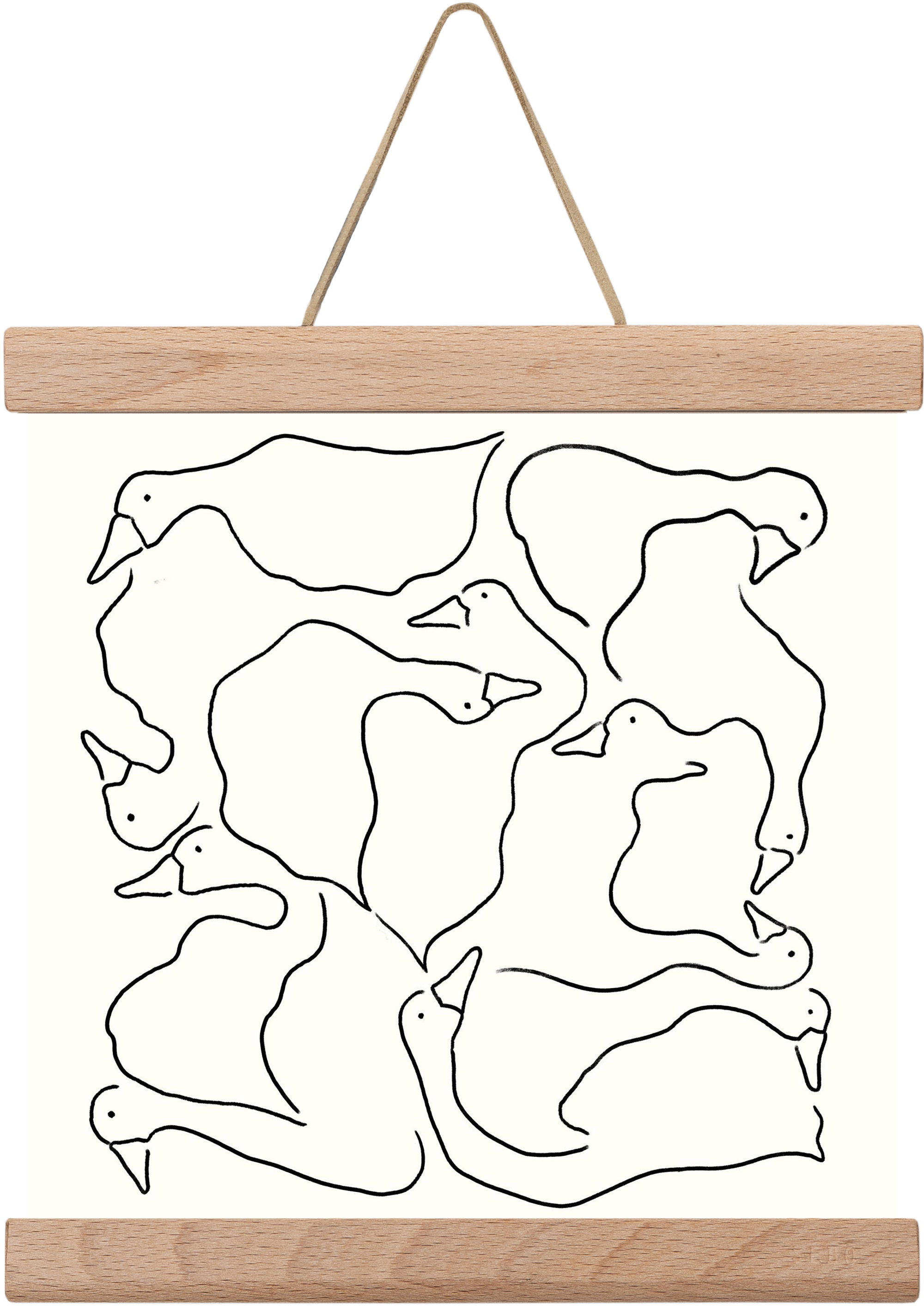Duck Duck Goose in black and white, 20x20 cm (20x20 cm), Tölgy akasztó