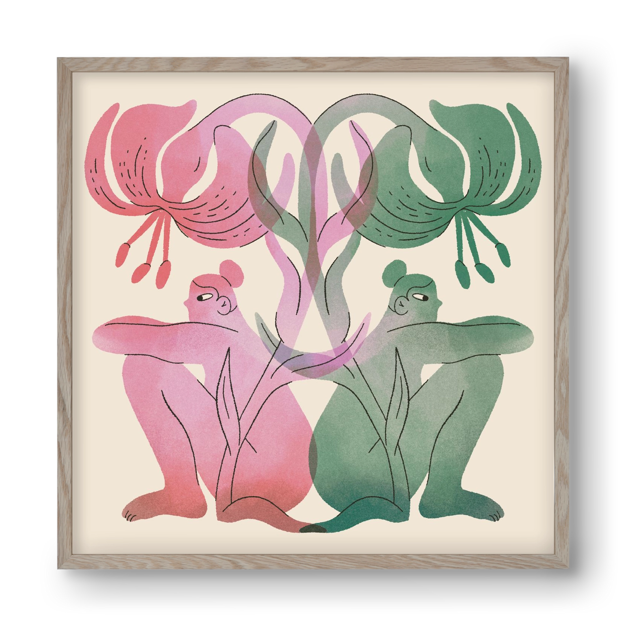 Both Sides, 40x40 cm (40x40 cm), Tölgy keret