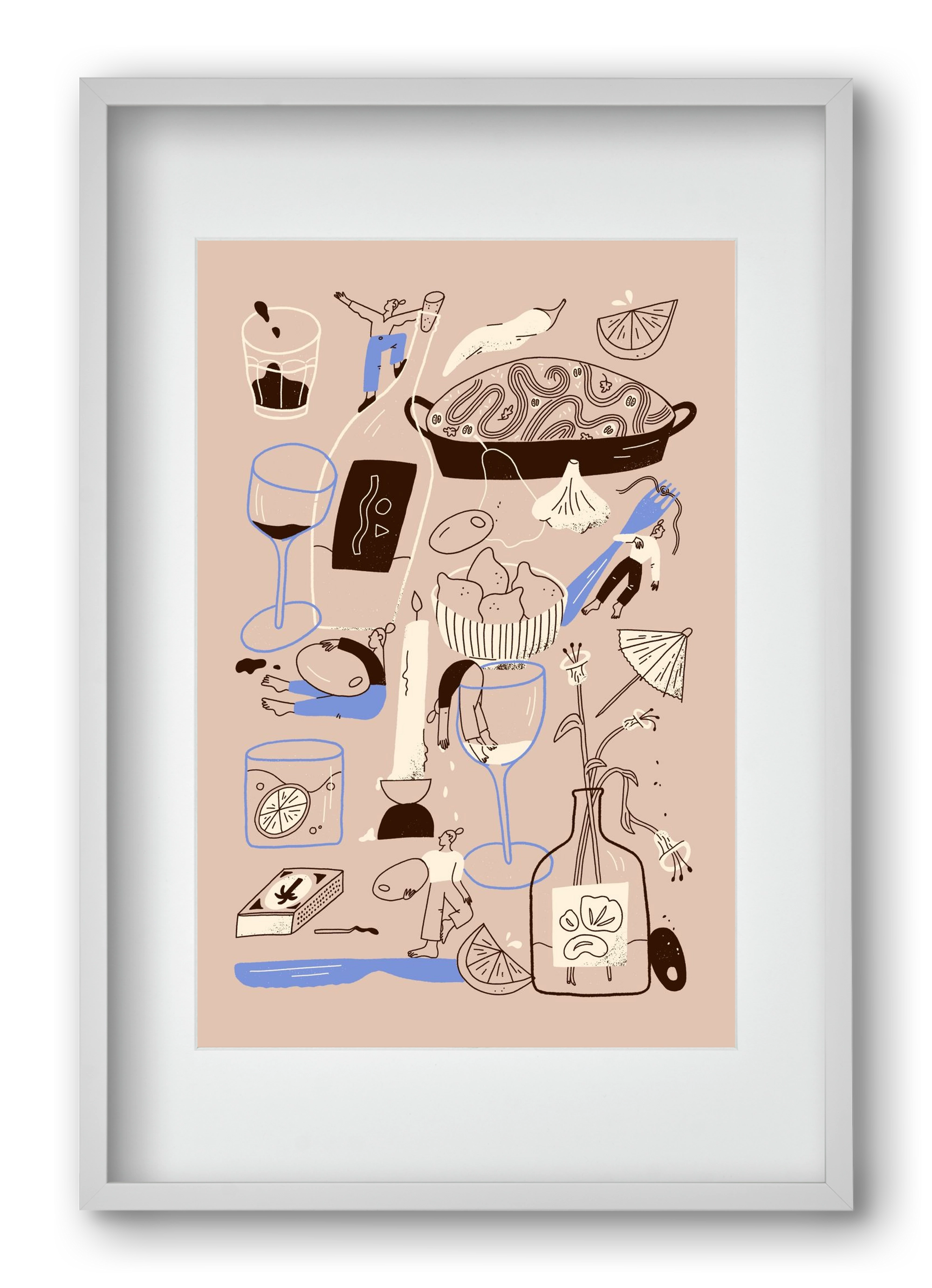 Table Scene, 40x60 cm (30x45 cm), Fehér keret, paszpartuval