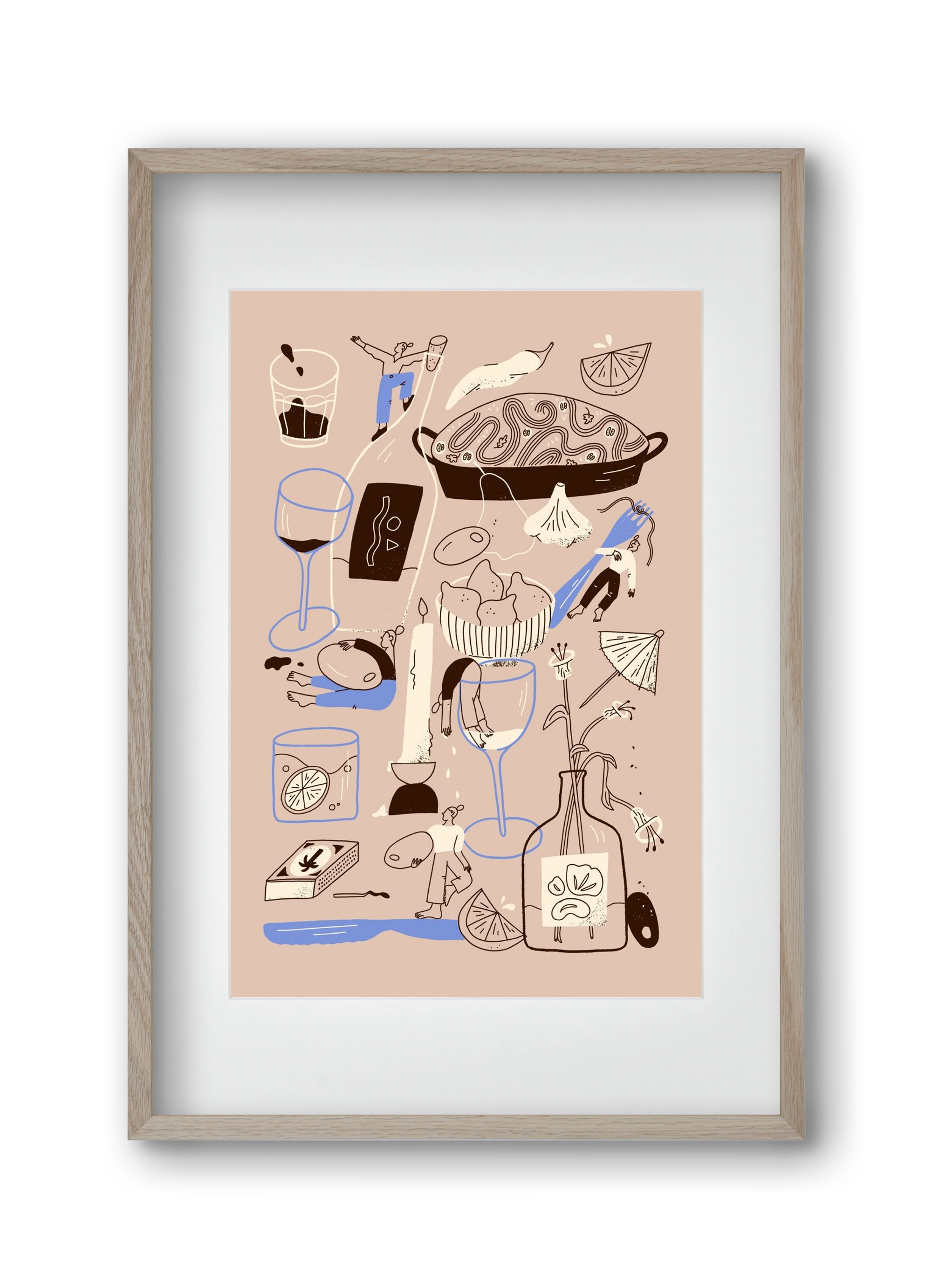 Table Scene, 30x45 cm (20x30 cm), Tölgy keret, paszpartuval