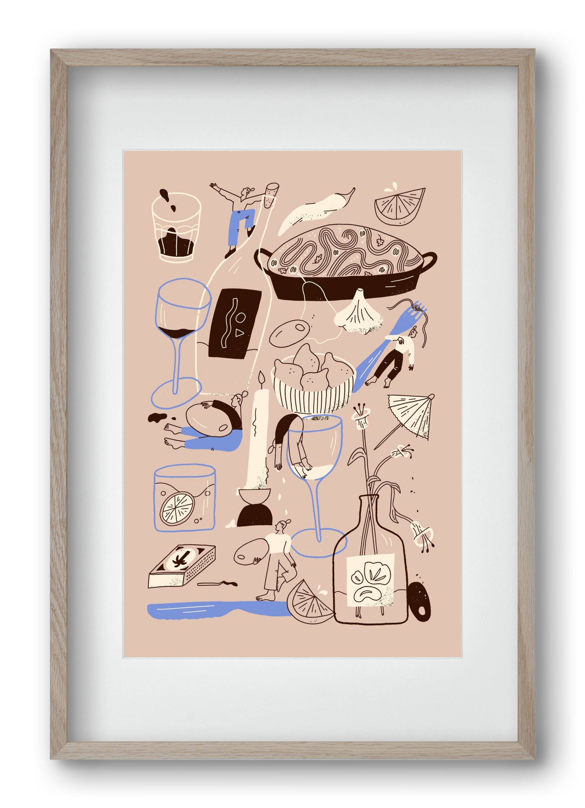 Table Scene, 40x60 cm (30x45 cm), Tölgy keret, paszpartuval