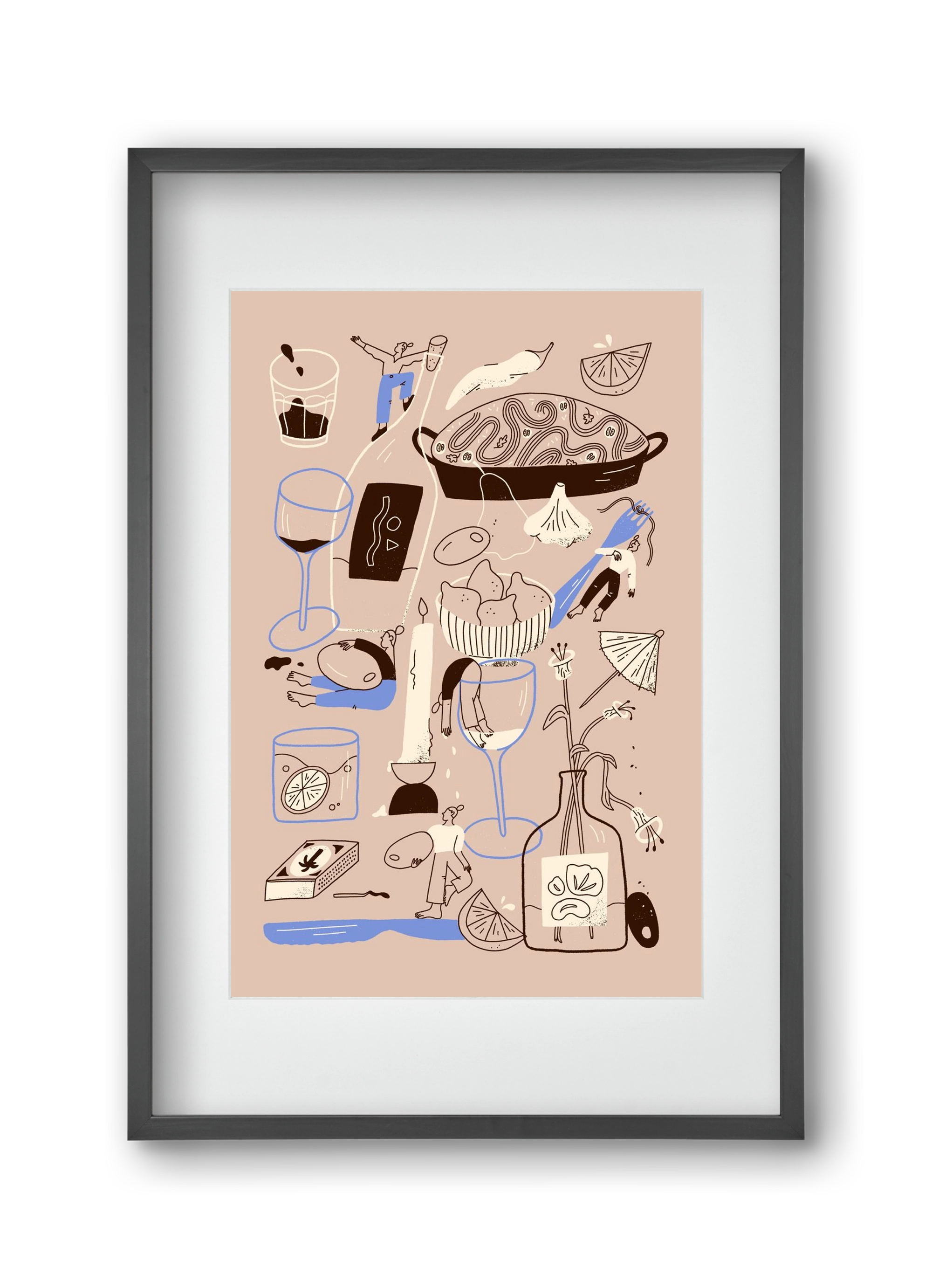 Table Scene, 30x45 cm (20x30 cm), Fekete keret, paszpartuval