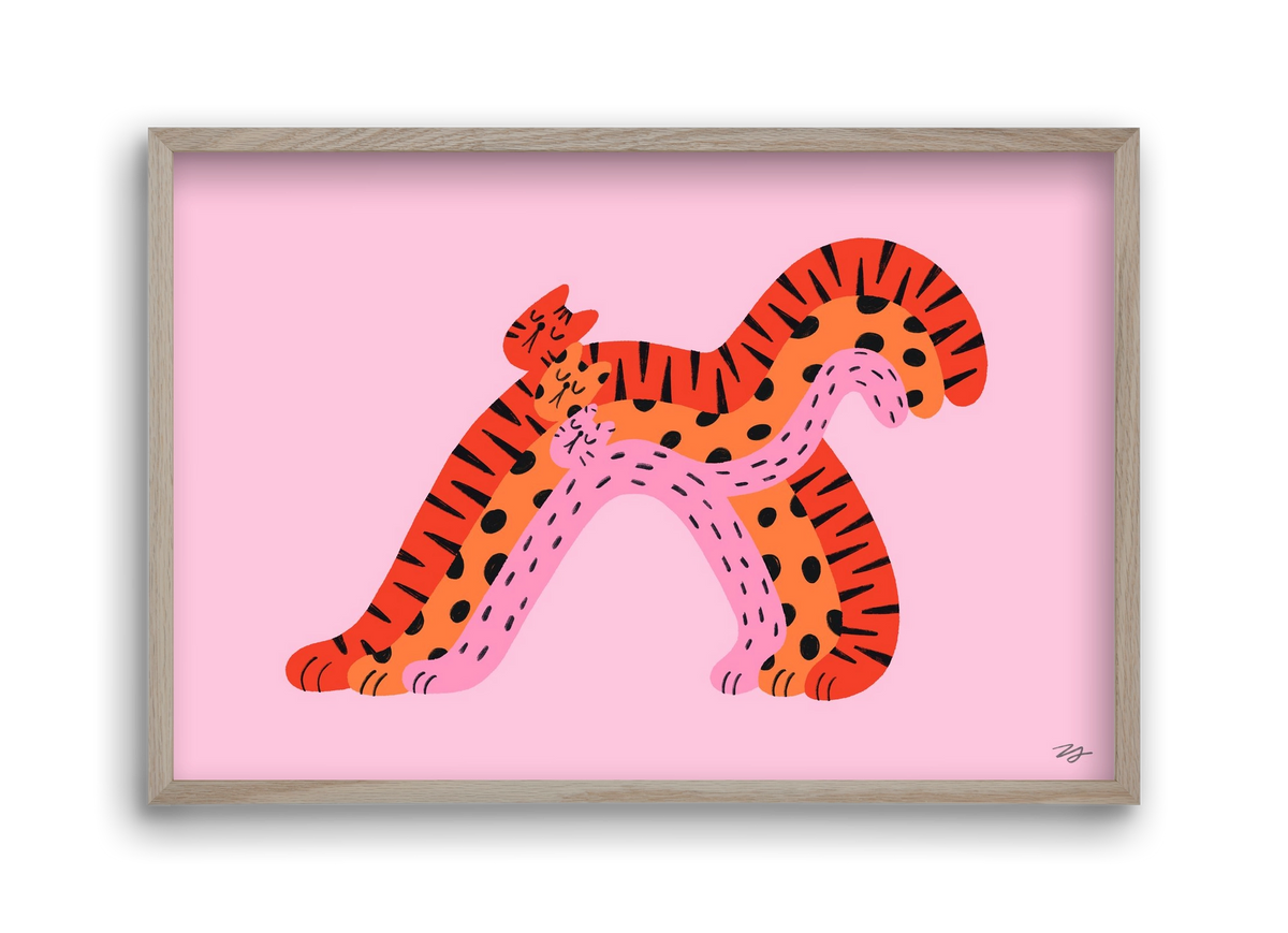 Rainbow Cats, 45x30 cm (45x30 cm), Tölgy keret