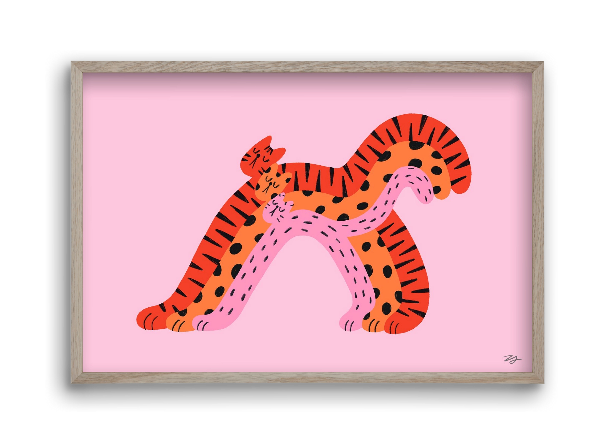 Rainbow Cats, 45x30 cm (45x30 cm), Tölgy keret