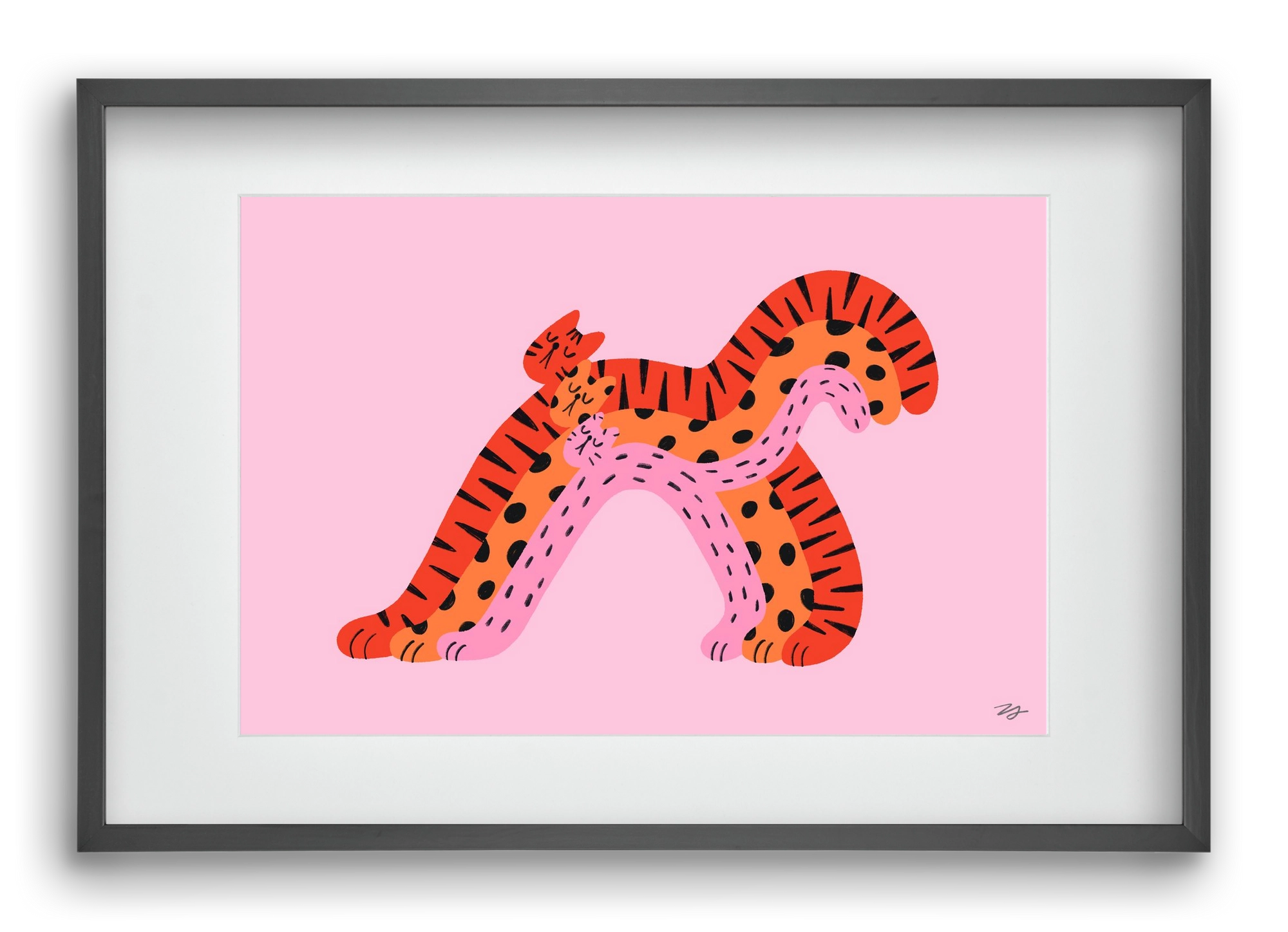 Rainbow Cats, 60x40 cm (45x30 cm), Fekete keret, paszpartuval