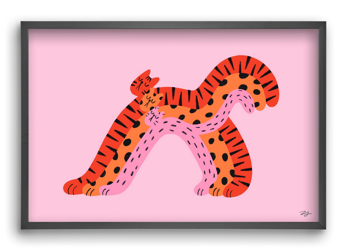 Rainbow Cats, 60x40 cm (60x40 cm), Fekete keret