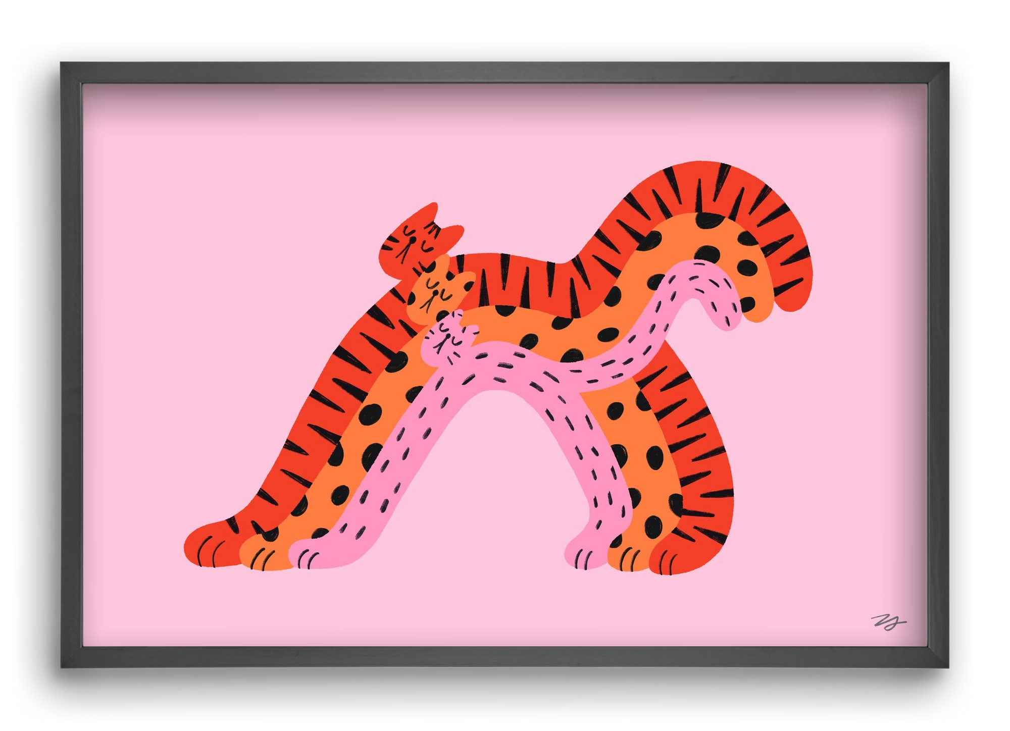 Rainbow Cats, 60x40 cm (60x40 cm), Fekete keret