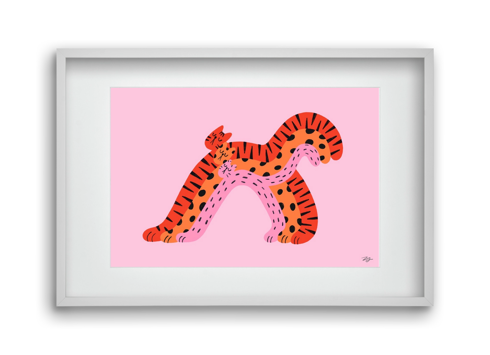 Rainbow Cats, 45x30 cm (30x20 cm), Fehér keret, paszpartuval