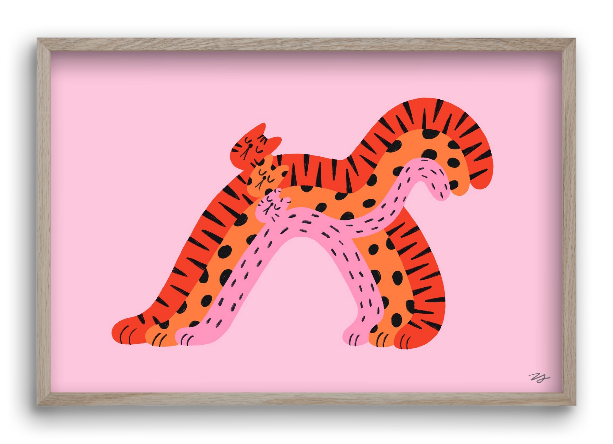 Rainbow Cats, 60x40 cm (60x40 cm), Tölgy keret