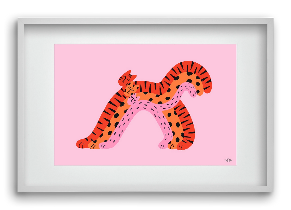 Rainbow Cats, 60x40 cm (45x30 cm), Fehér keret, paszpartuval