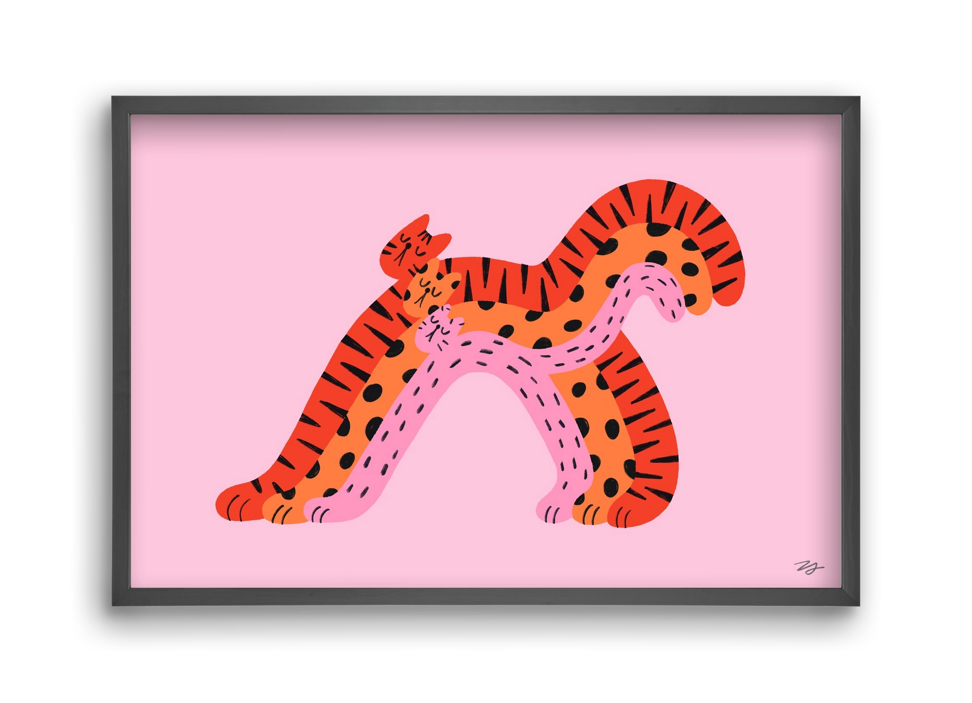 Rainbow Cats, 45x30 cm (45x30 cm), Fekete keret