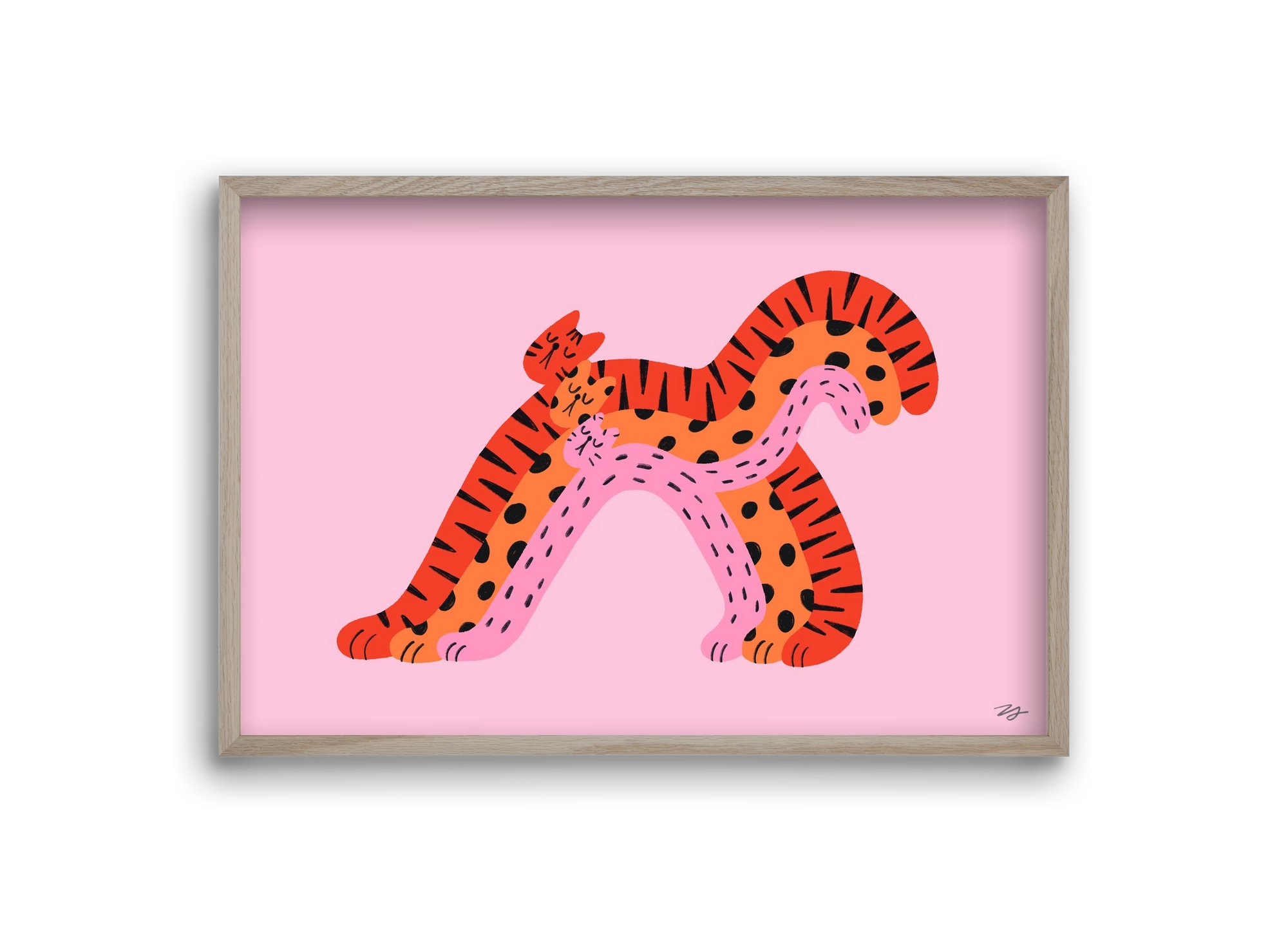 Rainbow Cats, 30x20 cm (30x20 cm), Tölgy keret