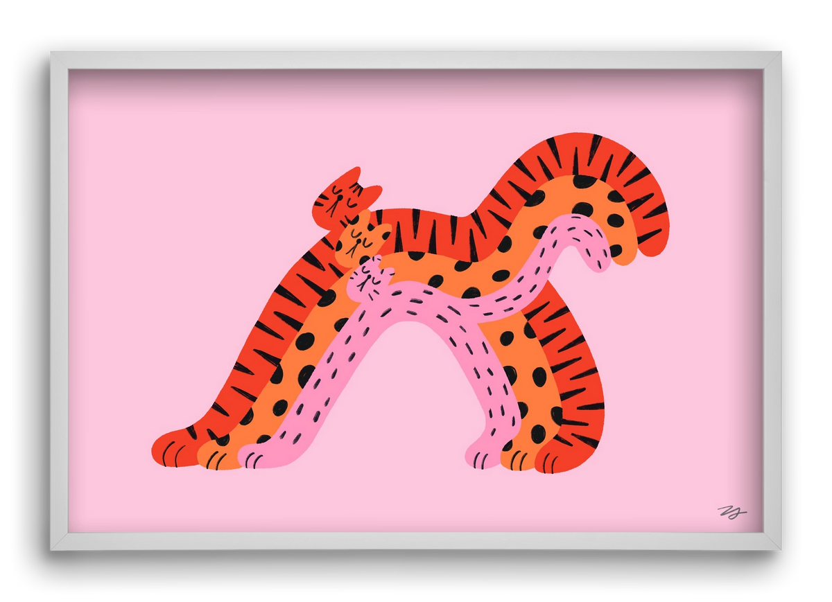 Rainbow Cats, 60x40 cm (60x40 cm), Fehér keret