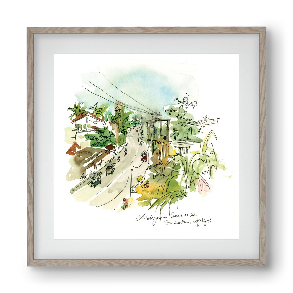 Midigama, Sri Lanka - 2023.02.26., 40x40 cm (30x30 cm), Tölgy keret, paszpartuval