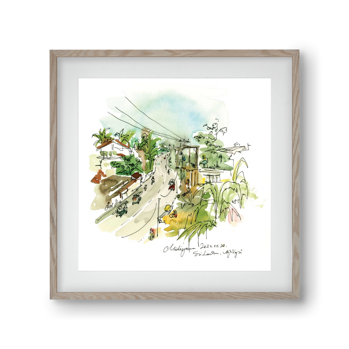 Midigama, Sri Lanka - 2023.02.26., 30x30 cm (20x20 cm), Tölgy keret, paszpartuval