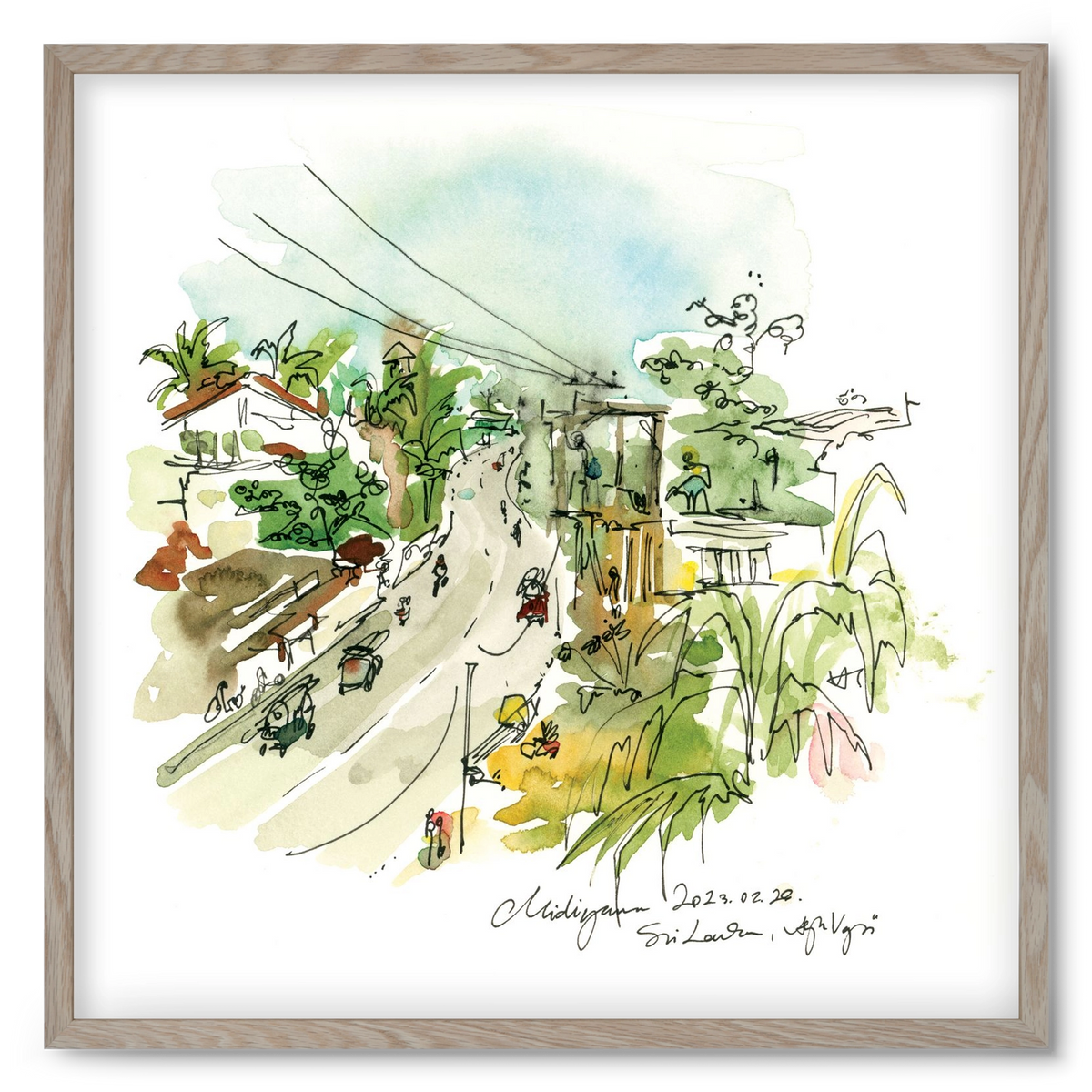 Midigama, Sri Lanka - 2023.02.26., 50x50 cm (50x50 cm), Tölgy keret