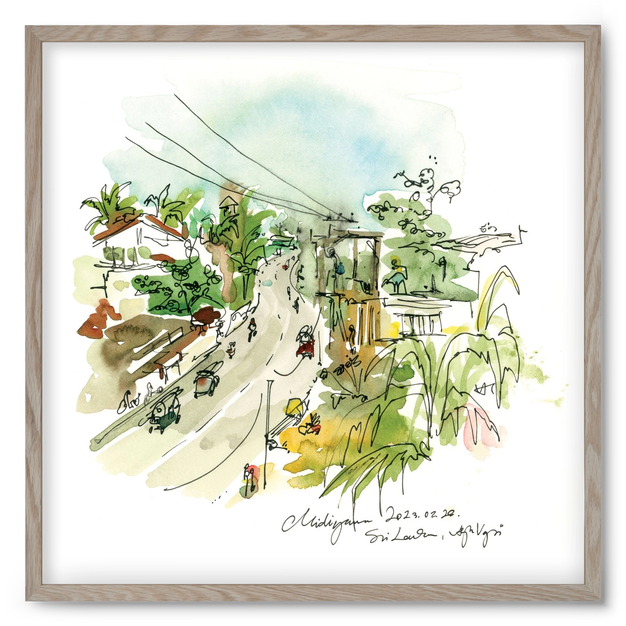 Midigama, Sri Lanka - 2023.02.26., 50x50 cm (50x50 cm), Tölgy keret