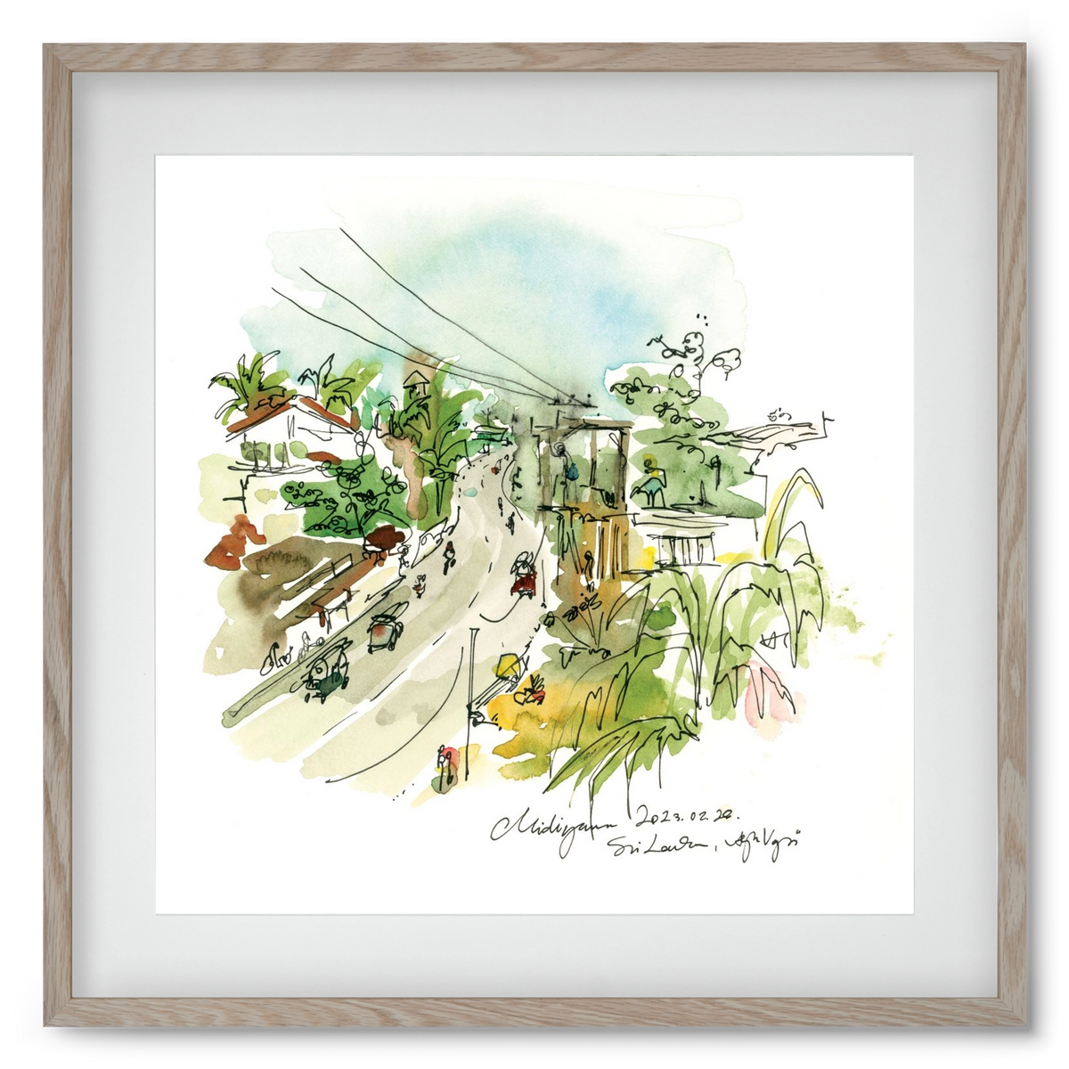 Midigama, Sri Lanka - 2023.02.26., 50x50 cm (40x40 cm), Tölgy keret, paszpartuval
