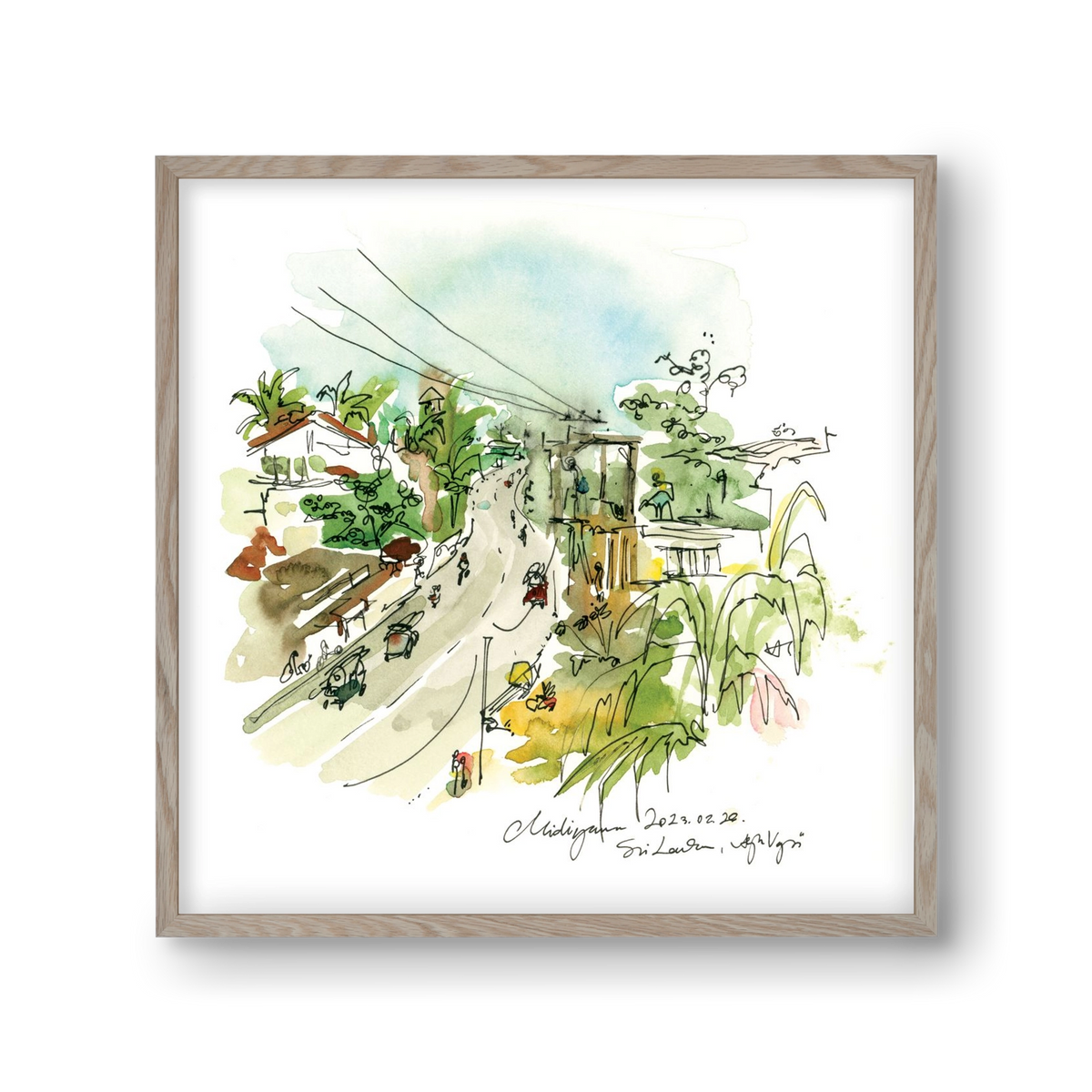 Midigama, Sri Lanka - 2023.02.26., 30x30 cm (30x30 cm), Tölgy keret
