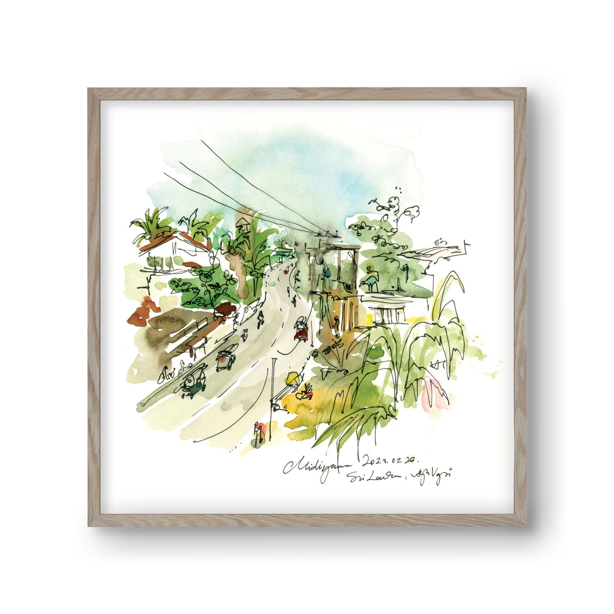 Midigama, Sri Lanka - 2023.02.26., 30x30 cm (30x30 cm), Tölgy keret