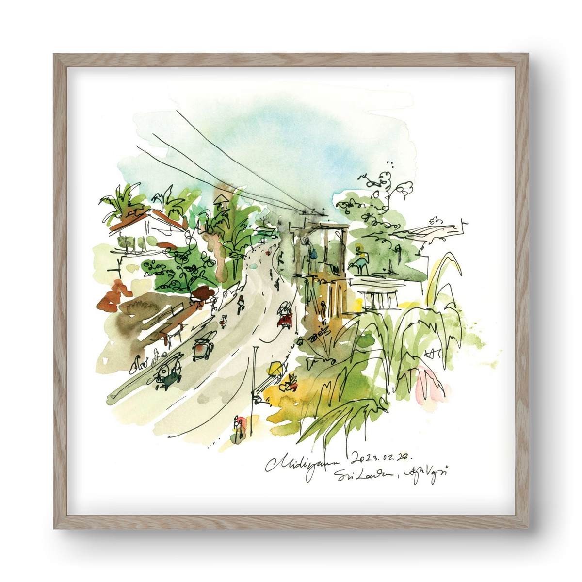 Midigama, Sri Lanka - 2023.02.26., 40x40 cm (40x40 cm), Tölgy keret