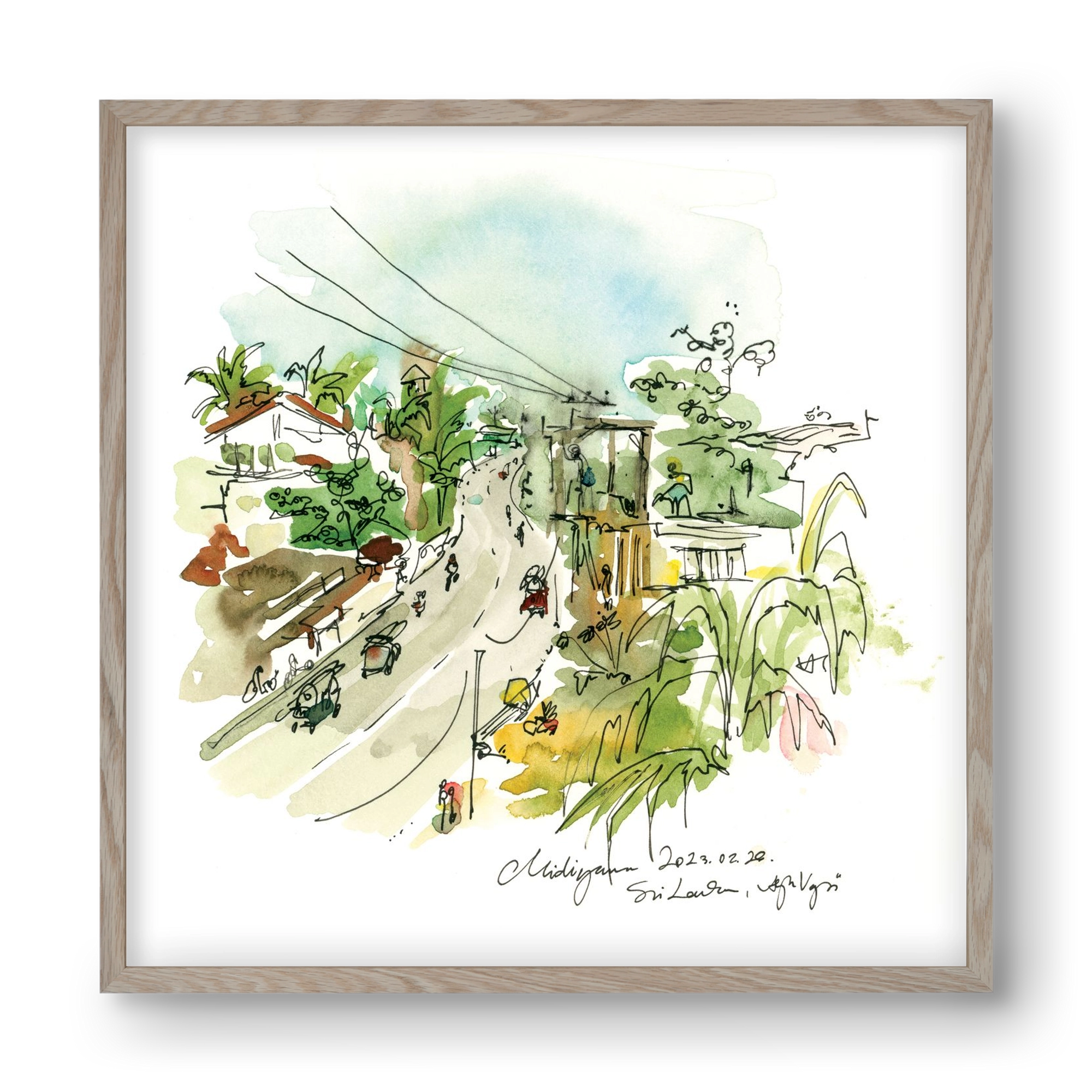 Midigama, Sri Lanka - 2023.02.26., 40x40 cm (40x40 cm), Tölgy keret