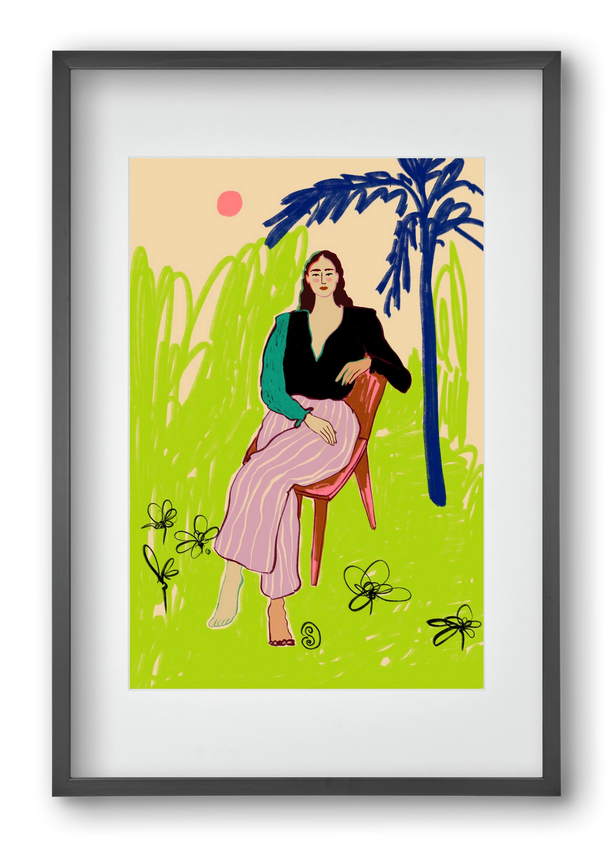 RELAXED WOMAN, 40x60 cm (30x45 cm), Fekete keret, paszpartuval