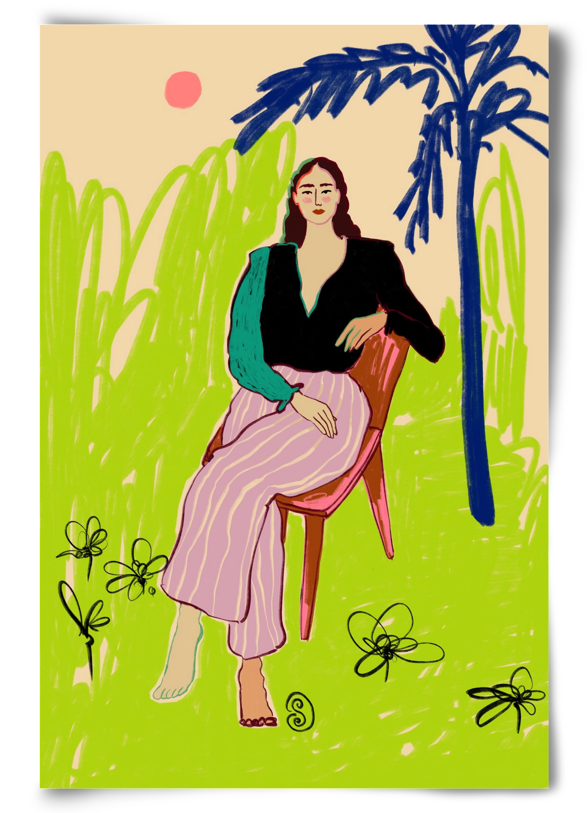 RELAXED WOMAN, 60x90 cm, Keret nélkül