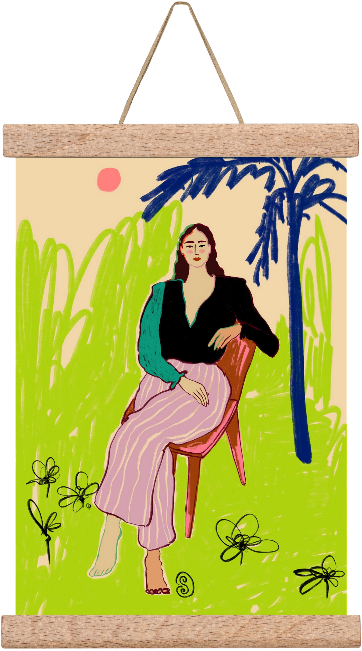 RELAXED WOMAN, 20x30 cm (20x30 cm), Tölgy akasztó